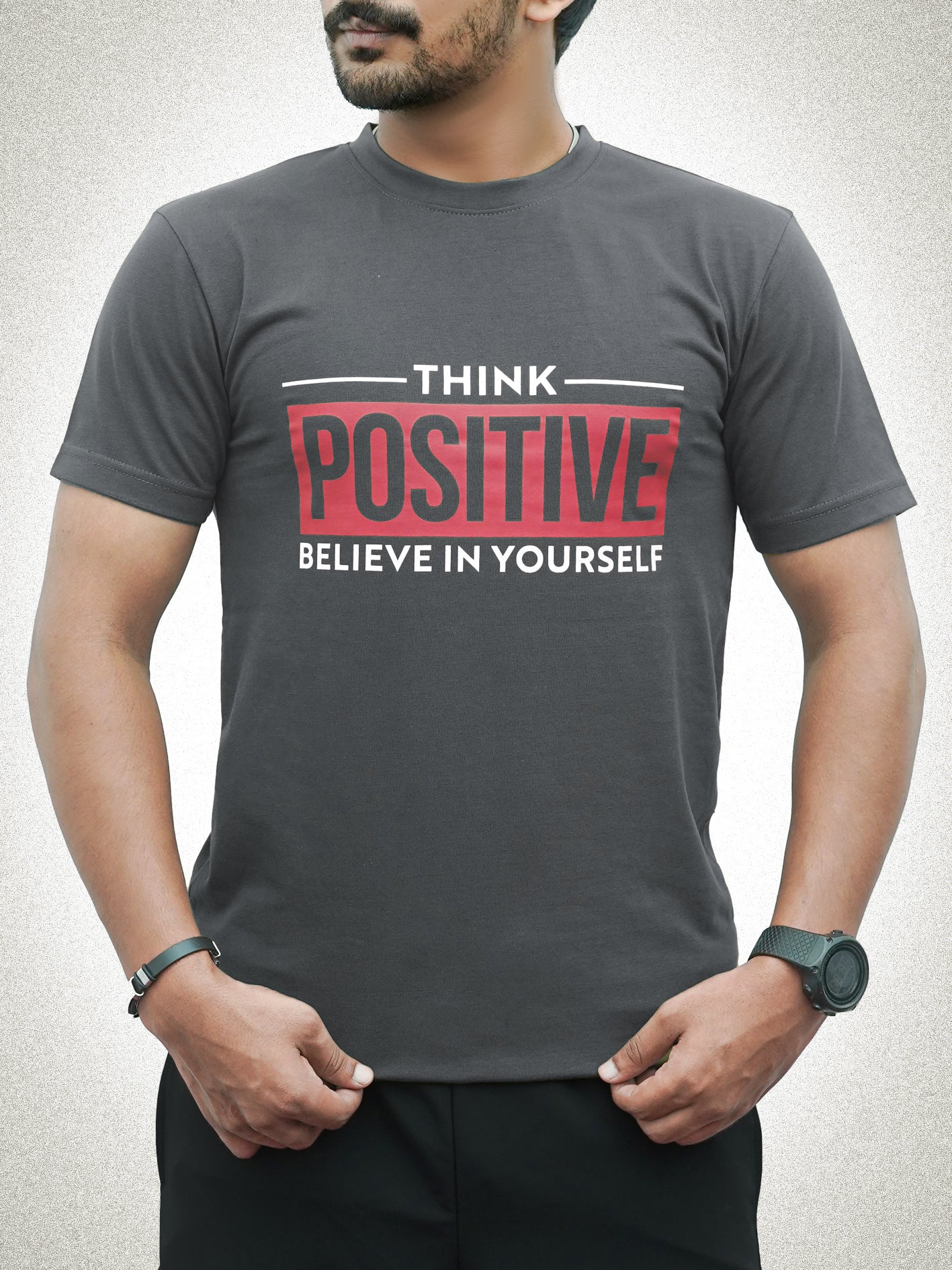 Think Positive Grey Tee