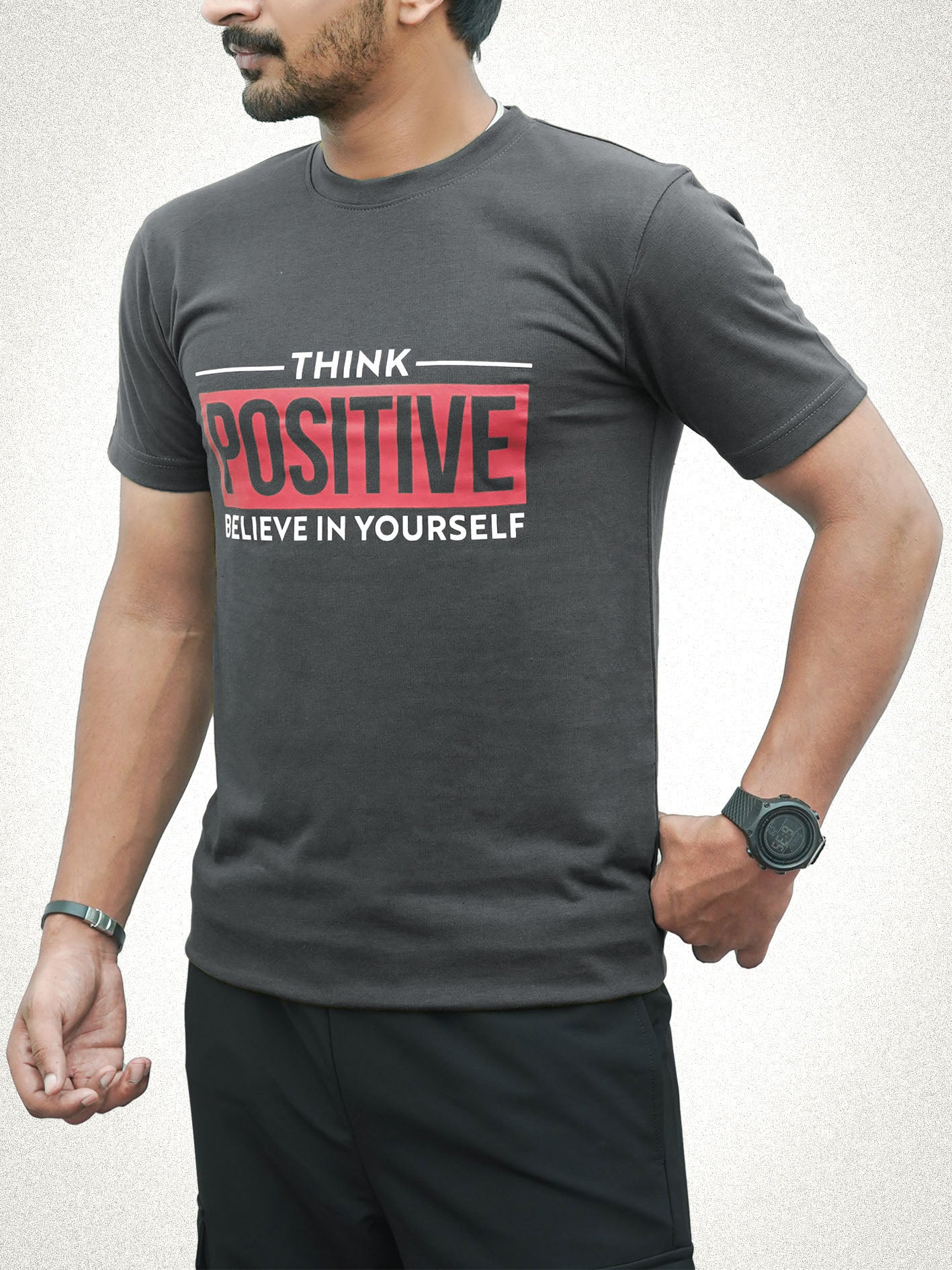 Think Positive Grey Tee