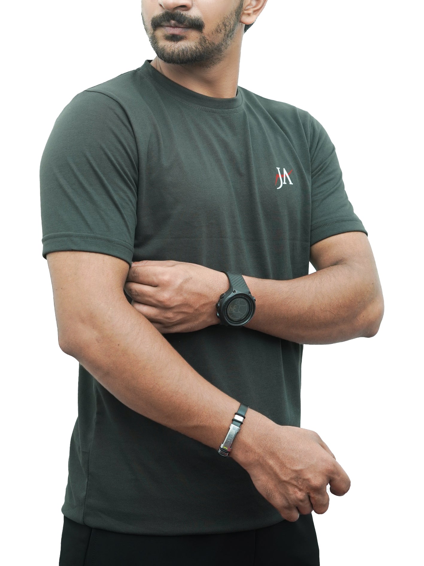 JA Basic Gray Crew Neck T-Shirt