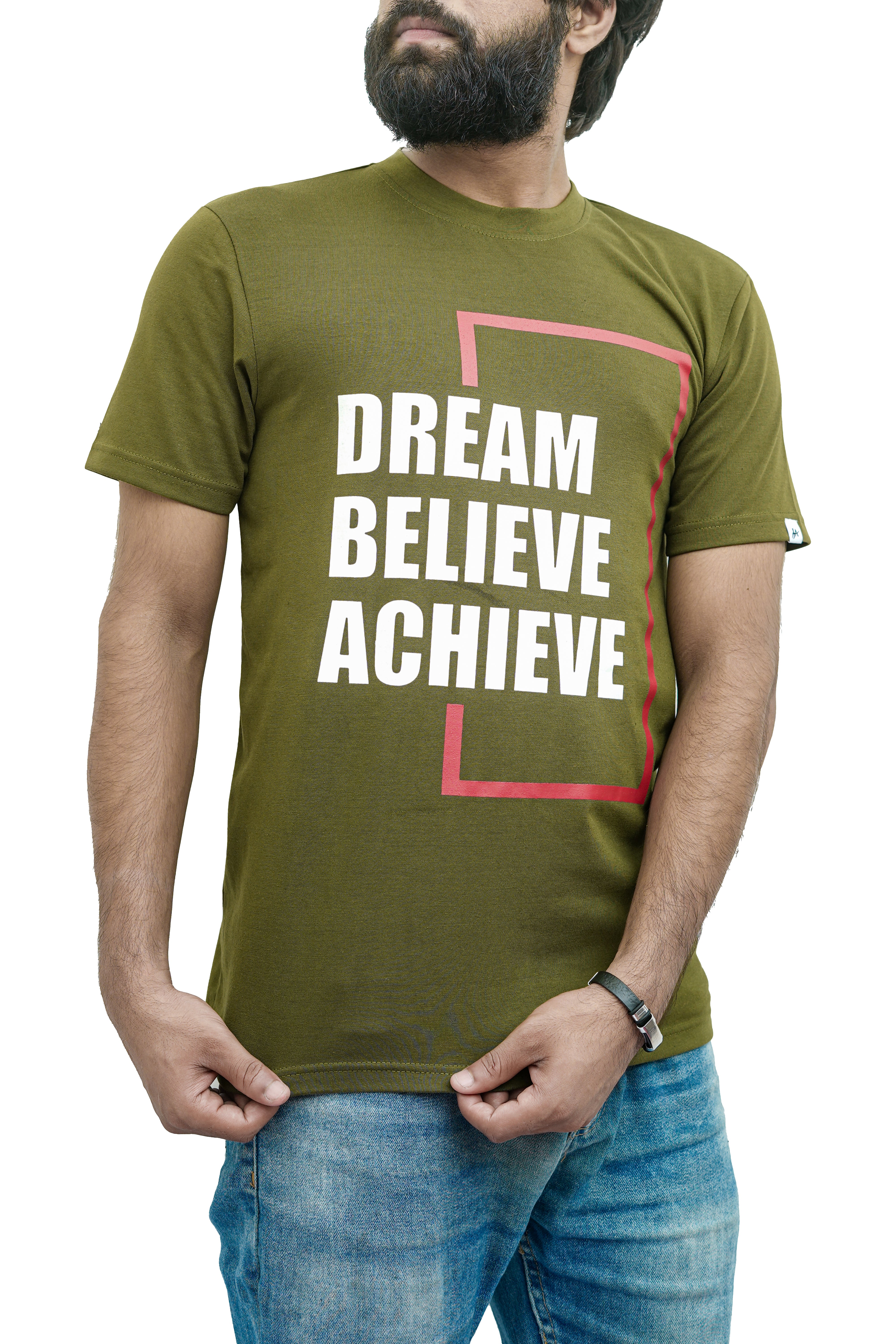Dream Believe Achieve Olive Tee