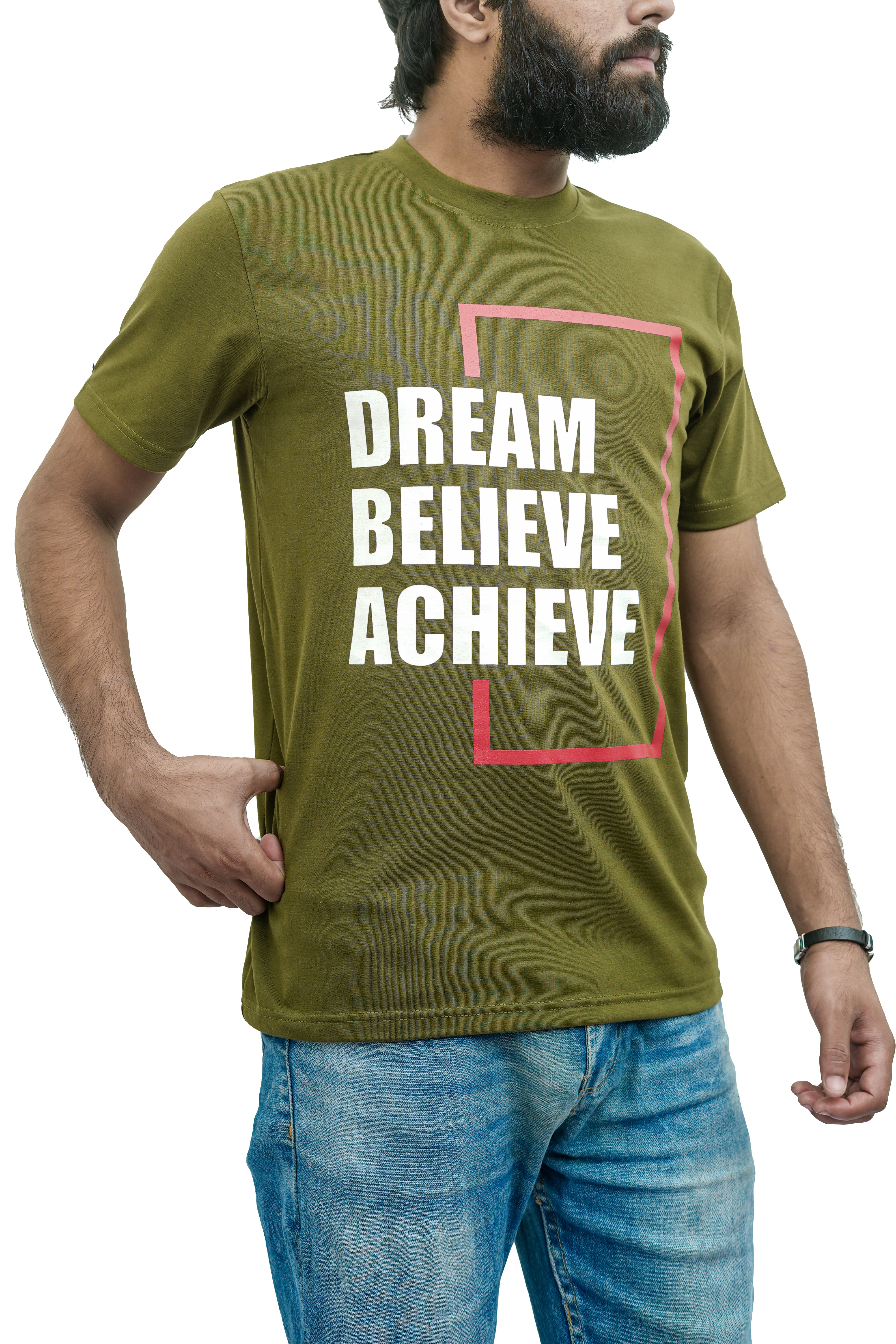 Dream Believe Achieve Olive Tee