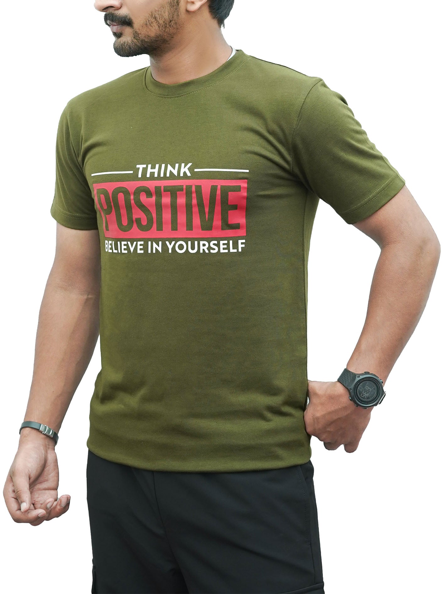 Think Positive Olive Tee