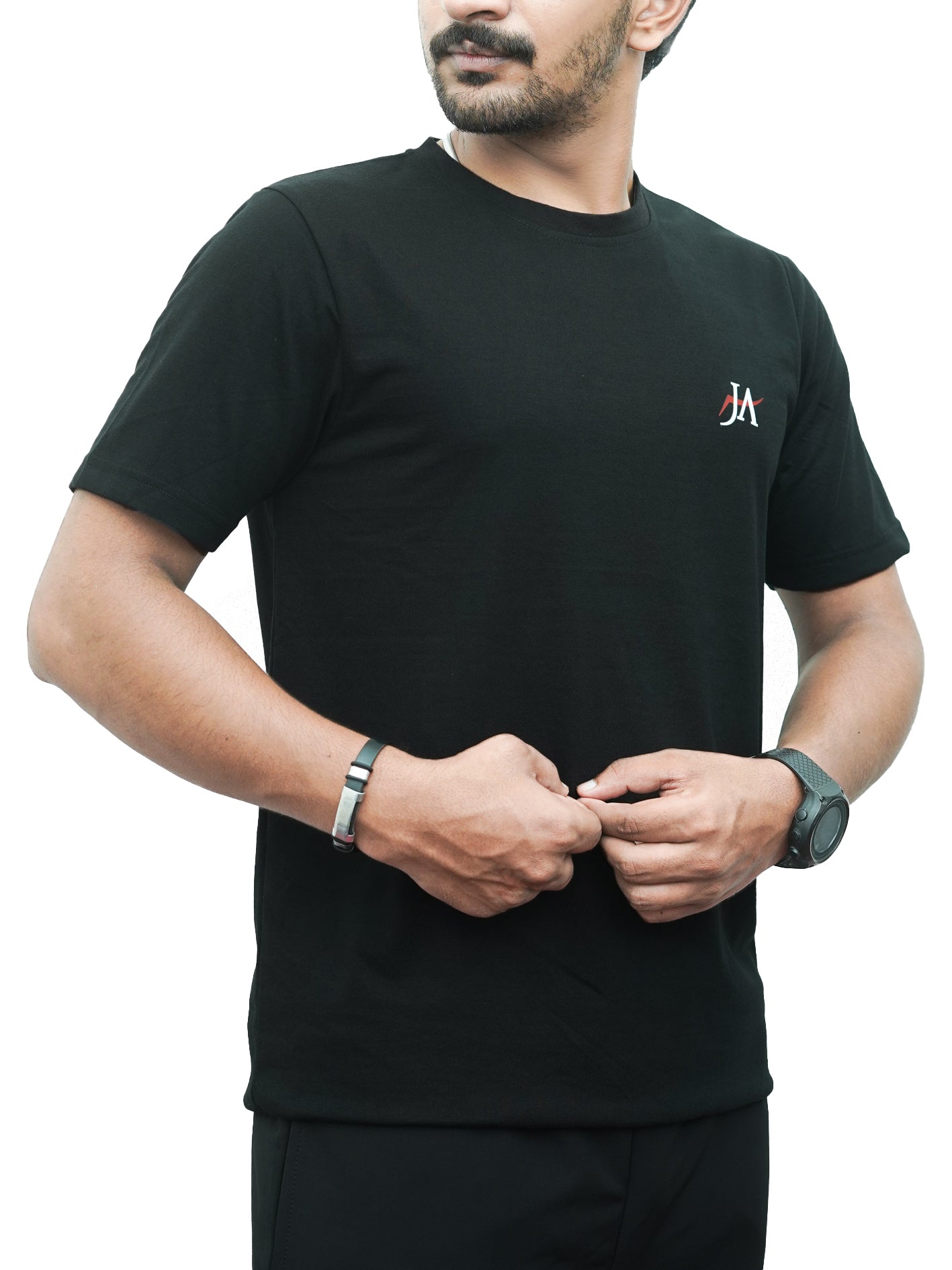 Basic Cotton Crew Neck Black T-Shirt