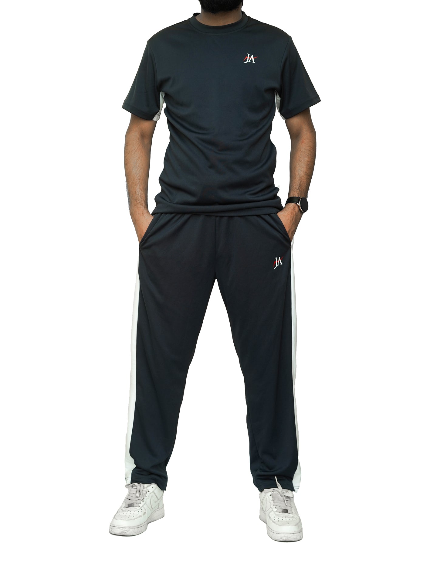 Micro Stretch Quick Dry Navy Tracksuit with White Panels