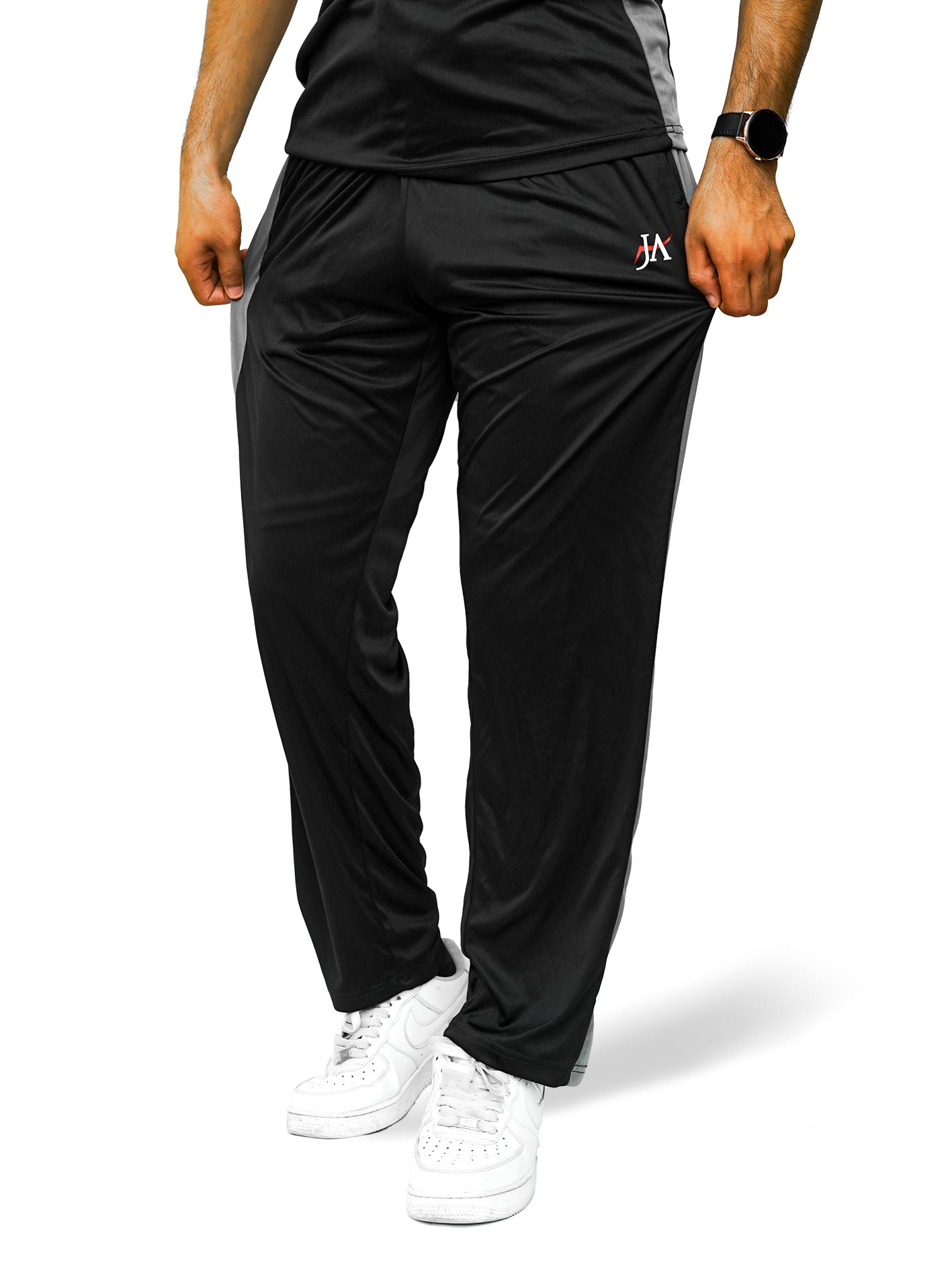 Black with Gray Panel Breathable Quick Dry Bottoms
