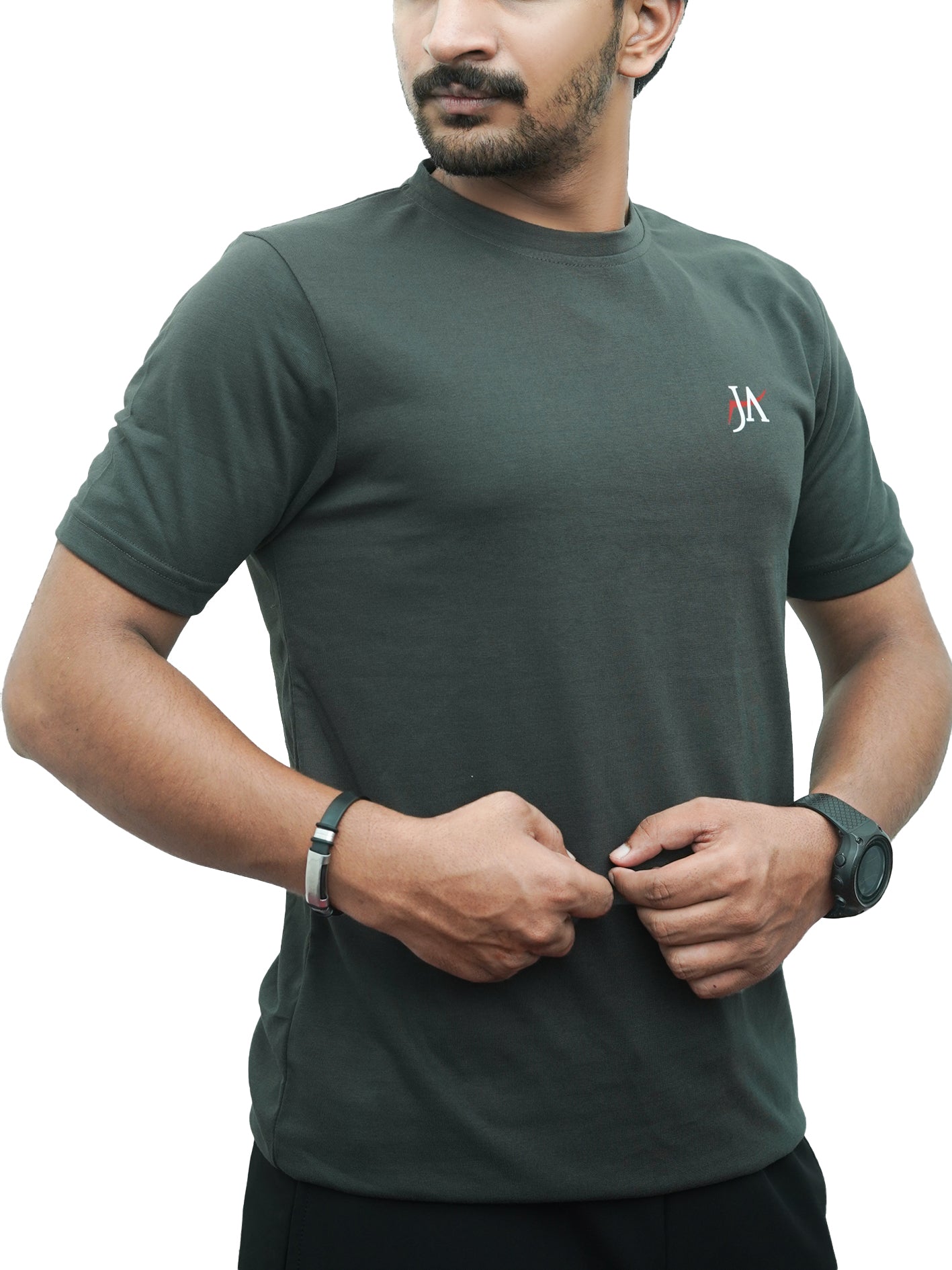 JA Basic Gray Crew Neck T-Shirt