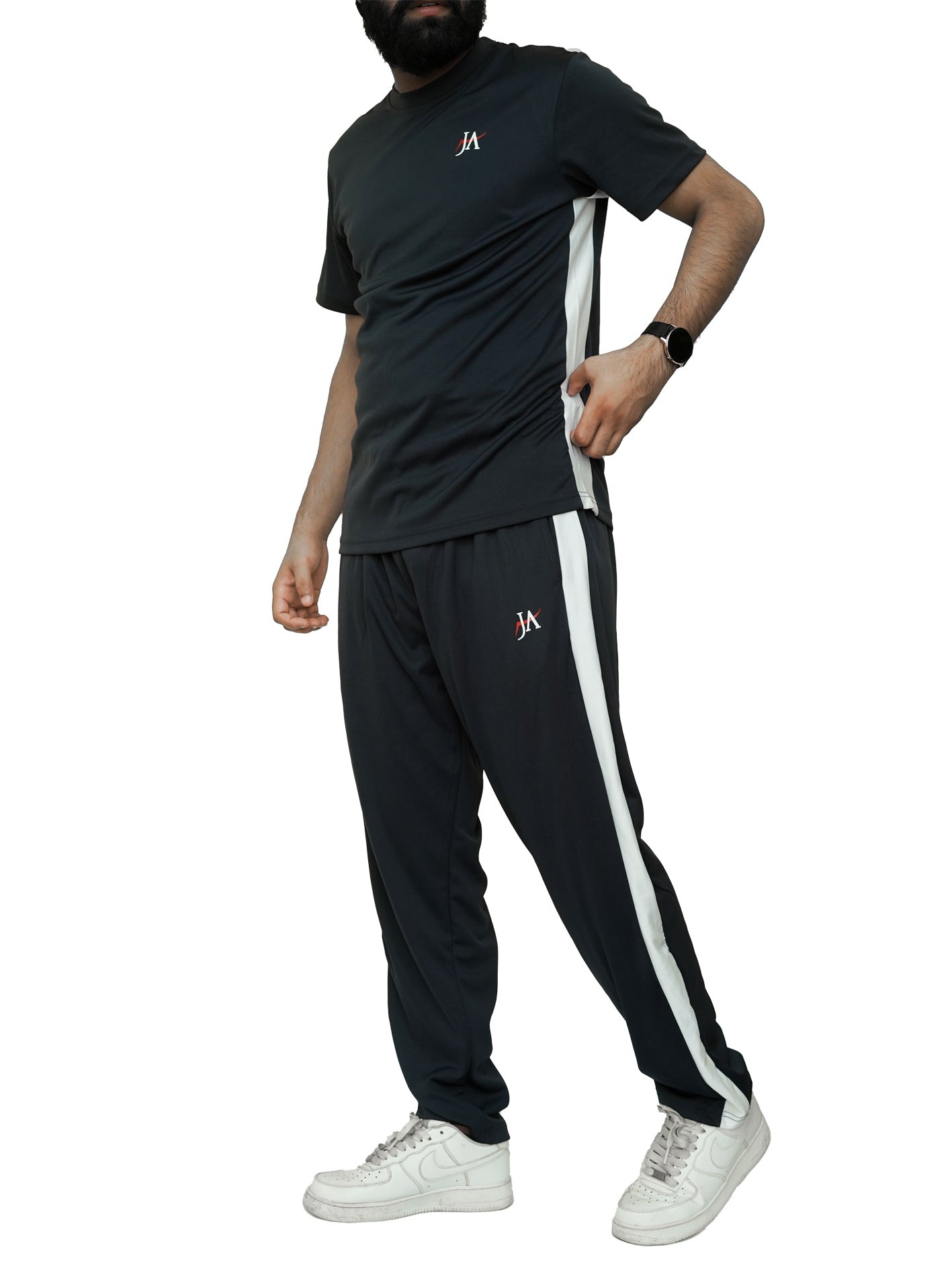 Micro Stretch Quick Dry Navy Tracksuit with White Panels