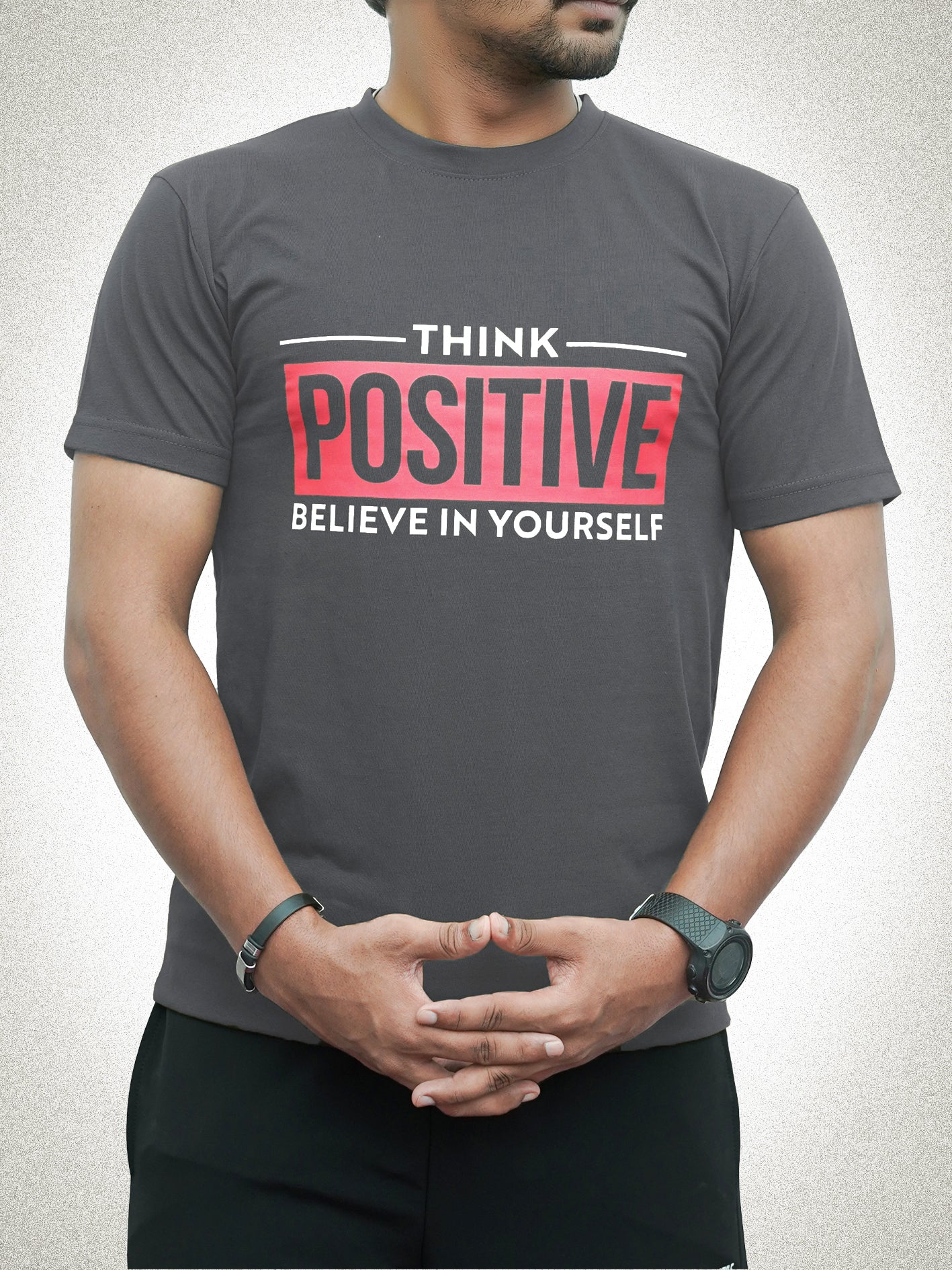 Think Positive Grey Tee
