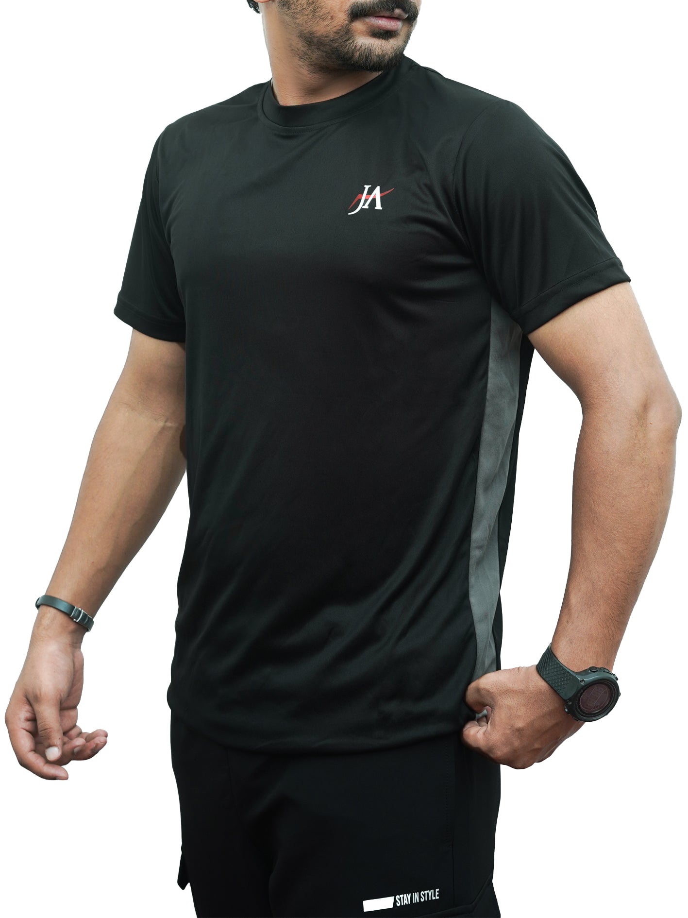 Black DRI-FIT Tshirt & Trouser Tracksuit