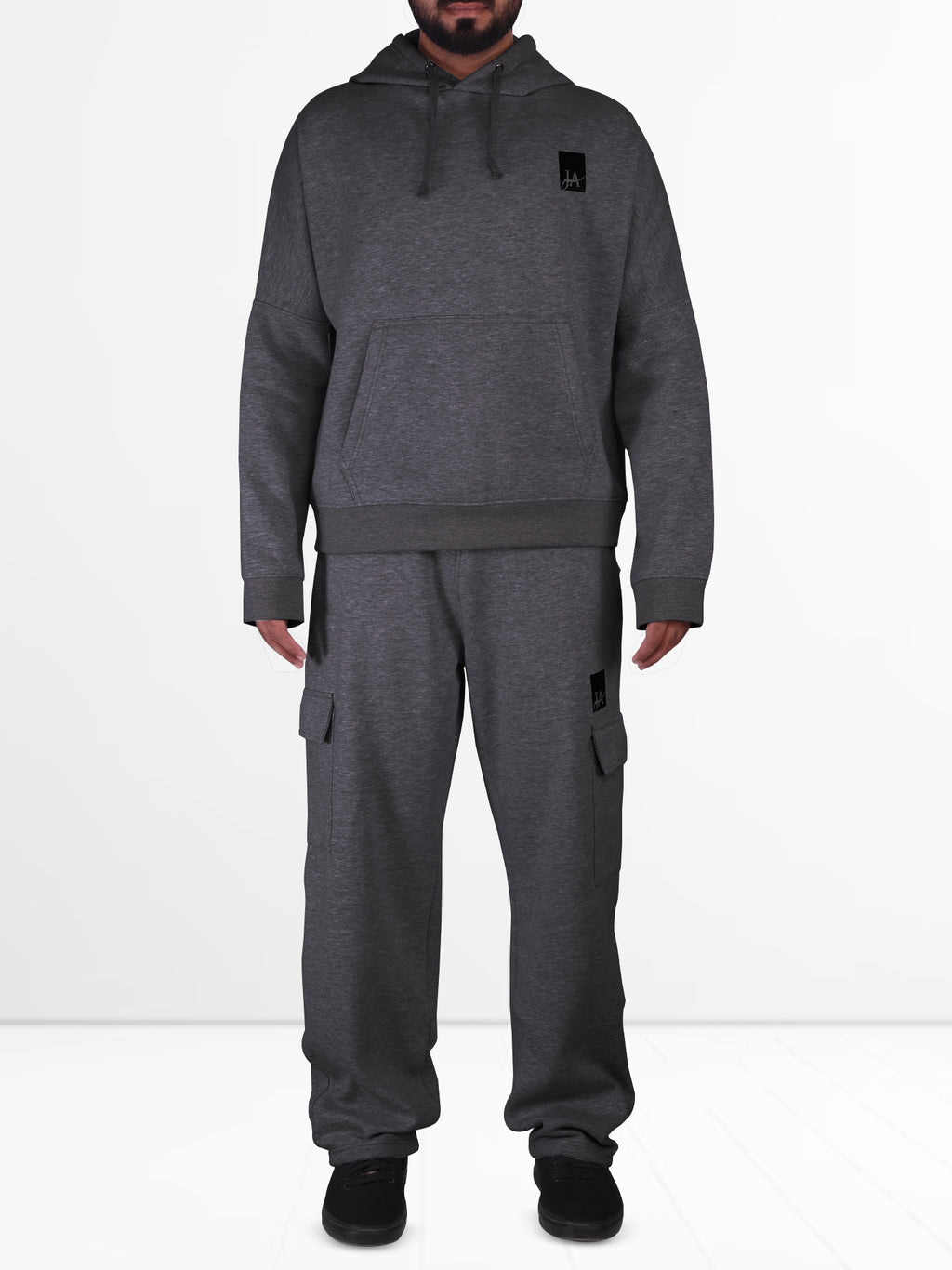 Baggy Hoodie & Cargo Trouser Tracksuit – Charcoal
