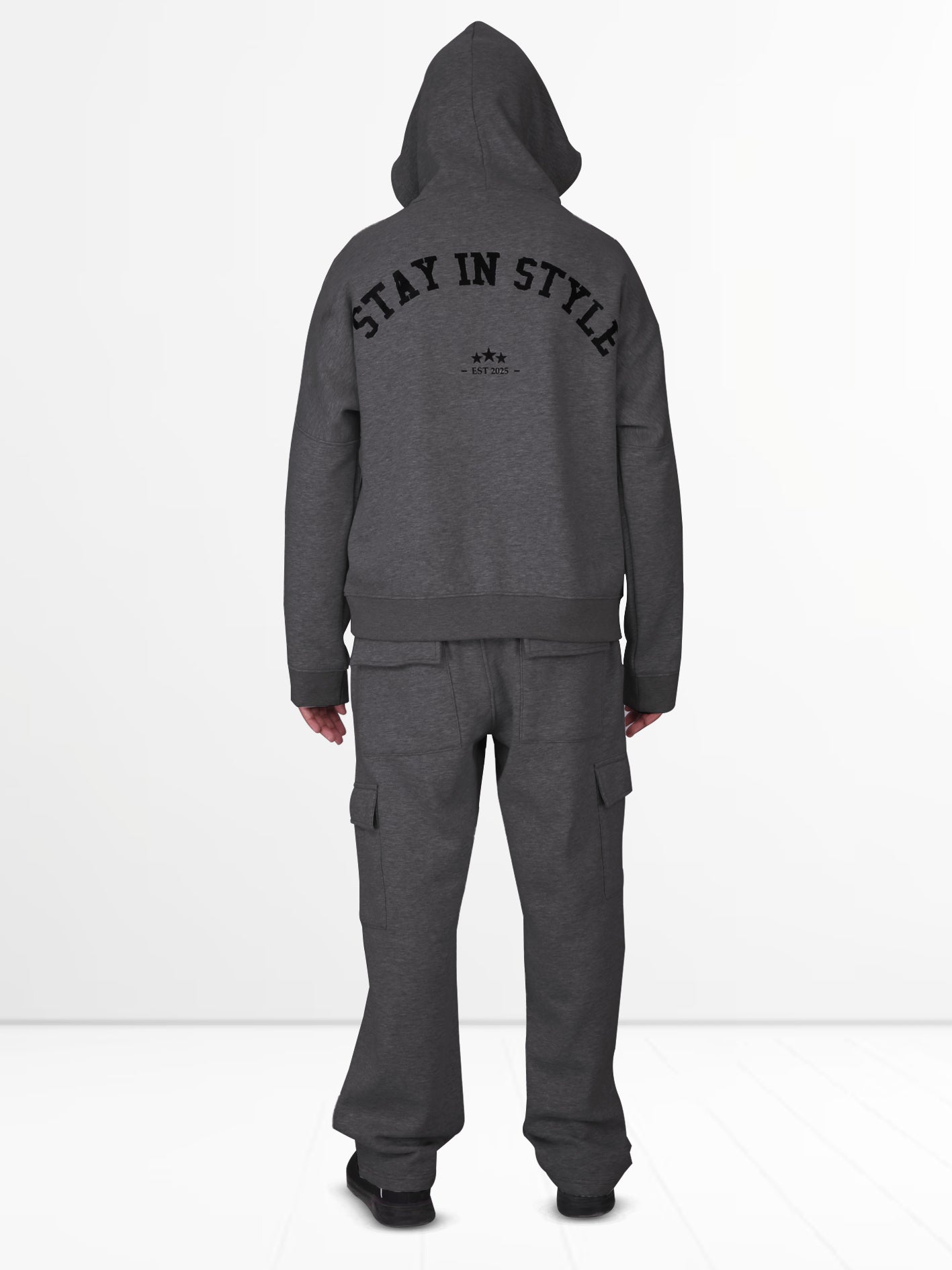 Baggy Hoodie & Cargo Trouser Tracksuit – Charcoal