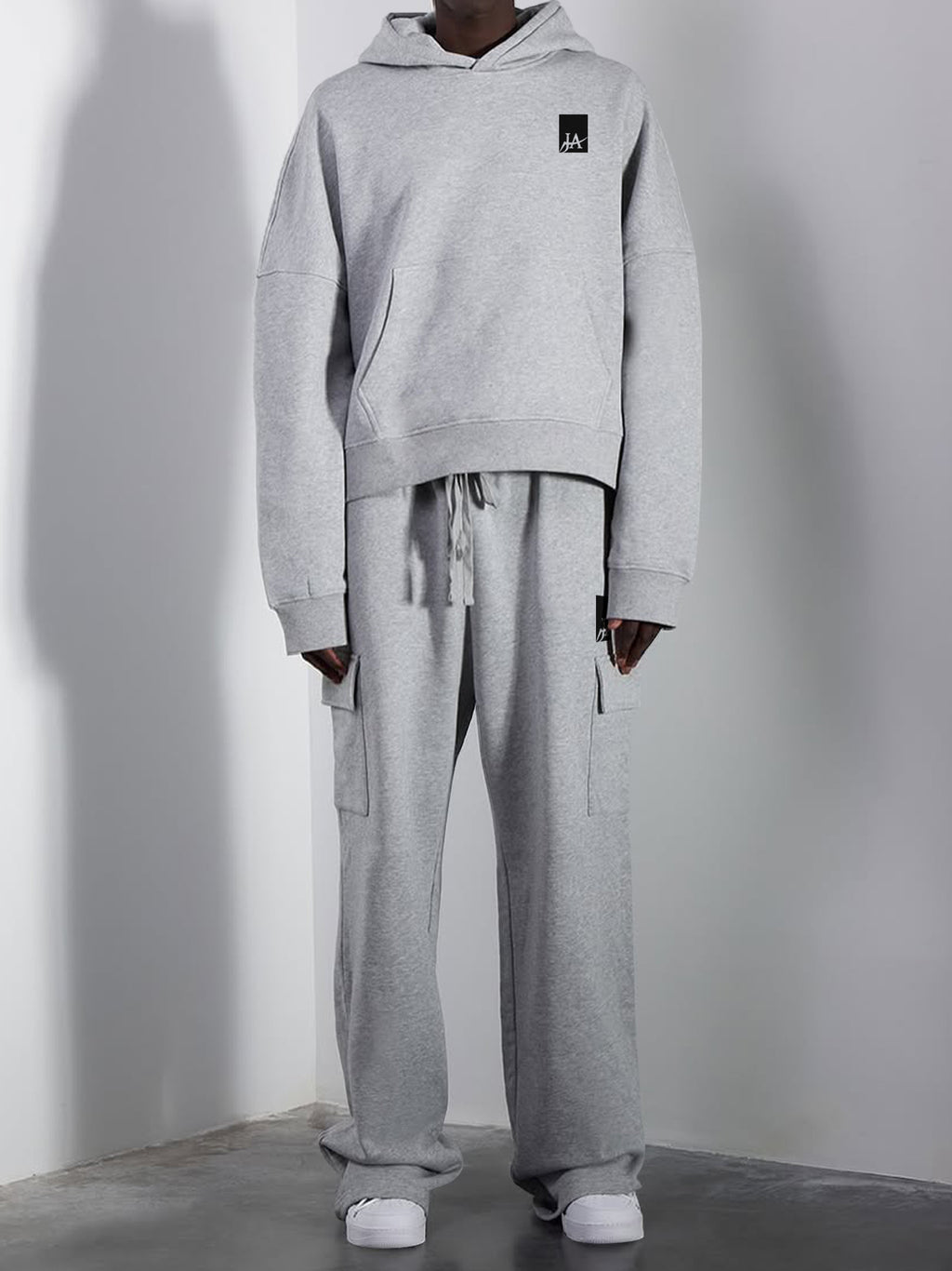 Baggy Hoodie & Cargo Trouser Tracksuit – Grey