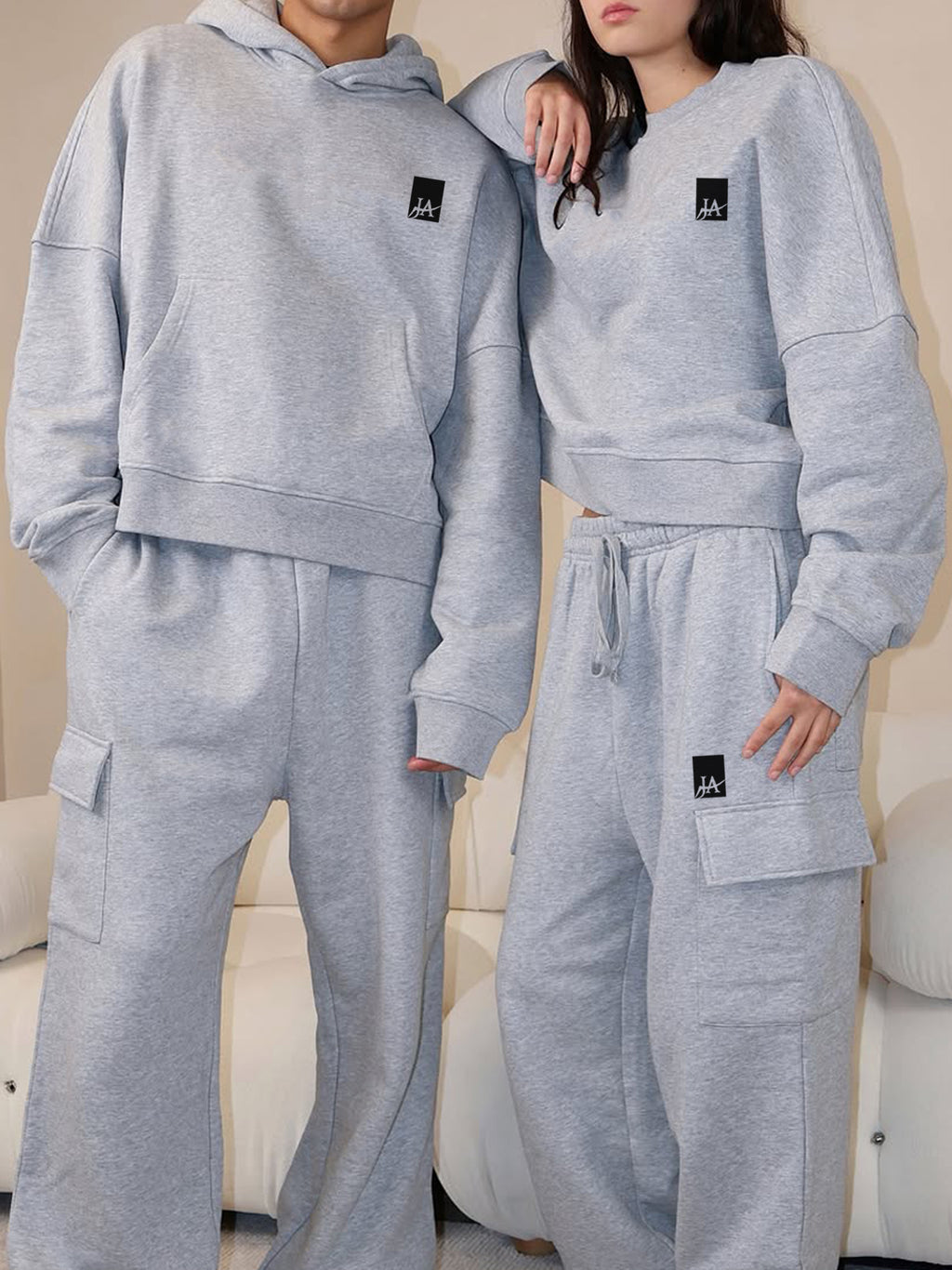 Baggy Hoodie & Cargo Trouser Tracksuit – Grey