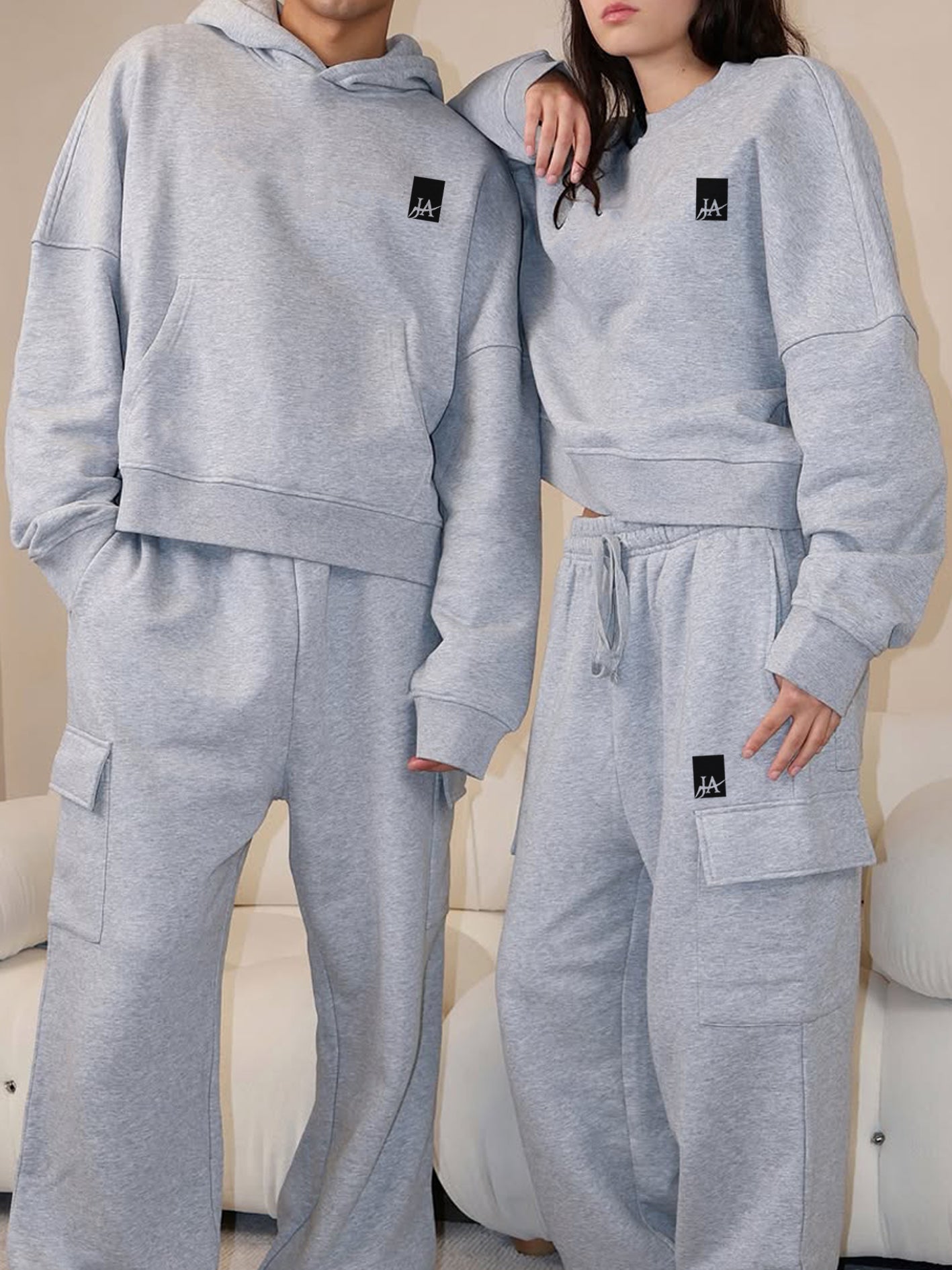 Baggy Hoodie & Cargo Trouser Tracksuit – Grey