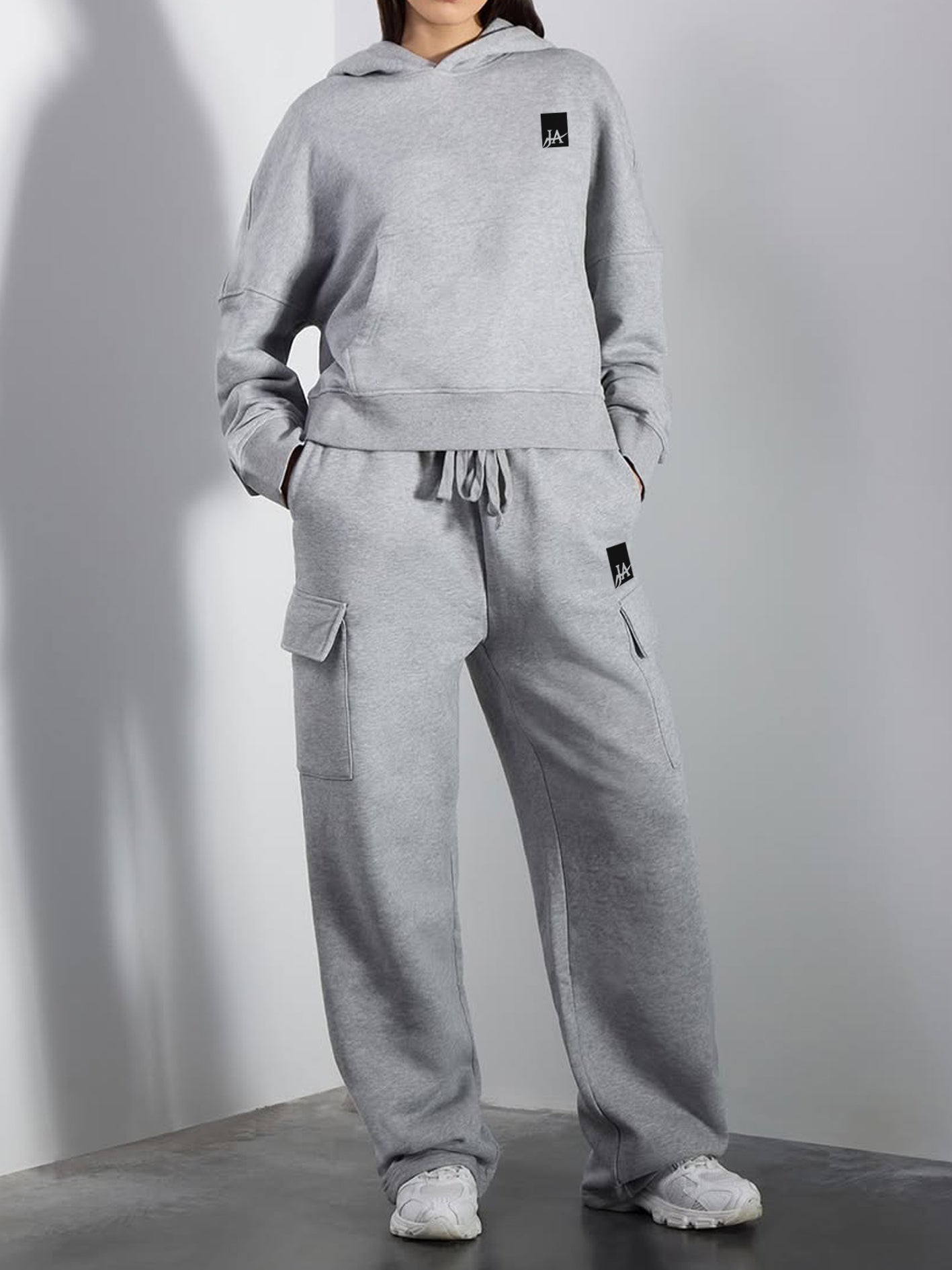 Baggy Hoodie & Cargo Trouser Tracksuit – Grey