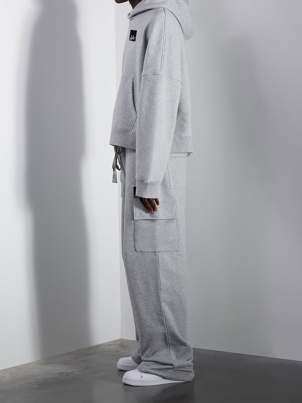 Baggy Hoodie & Cargo Trouser Tracksuit – Grey