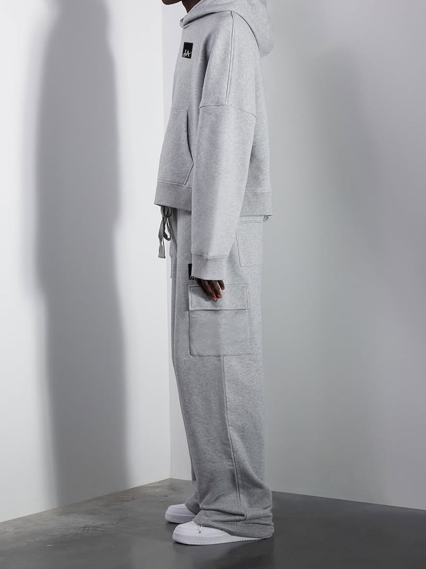 Baggy Hoodie & Cargo Trouser Tracksuit – Grey