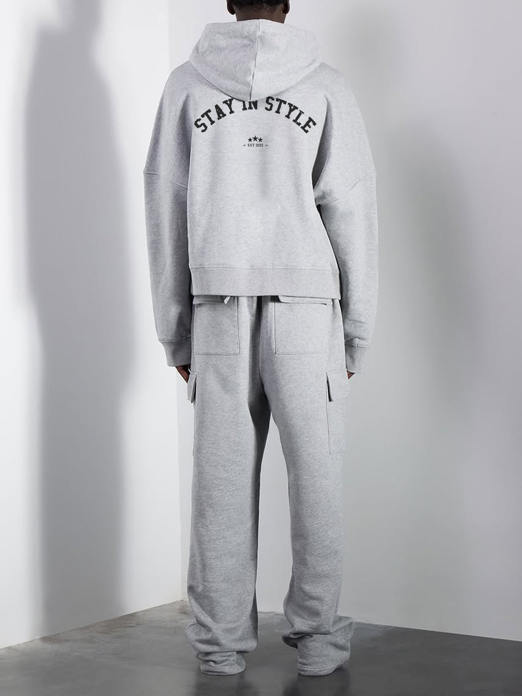 Baggy Hoodie & Cargo Trouser Tracksuit – Grey
