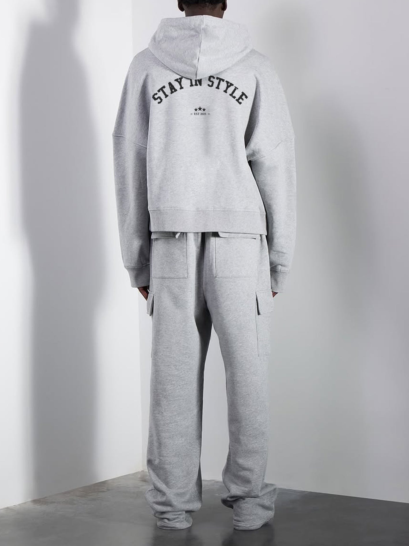Baggy Hoodie & Cargo Trouser Tracksuit – Grey