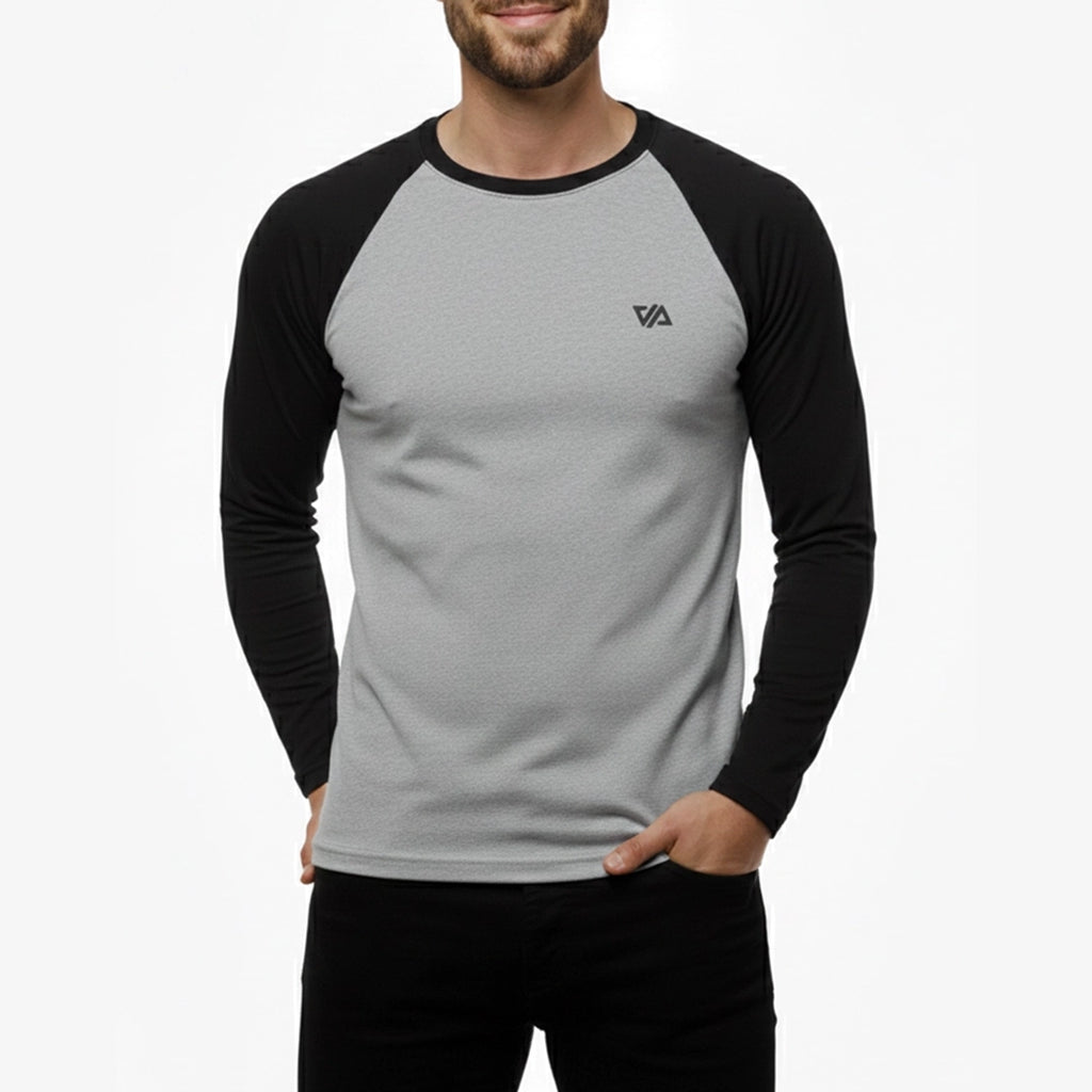 HTR-Grey & Black Raglan