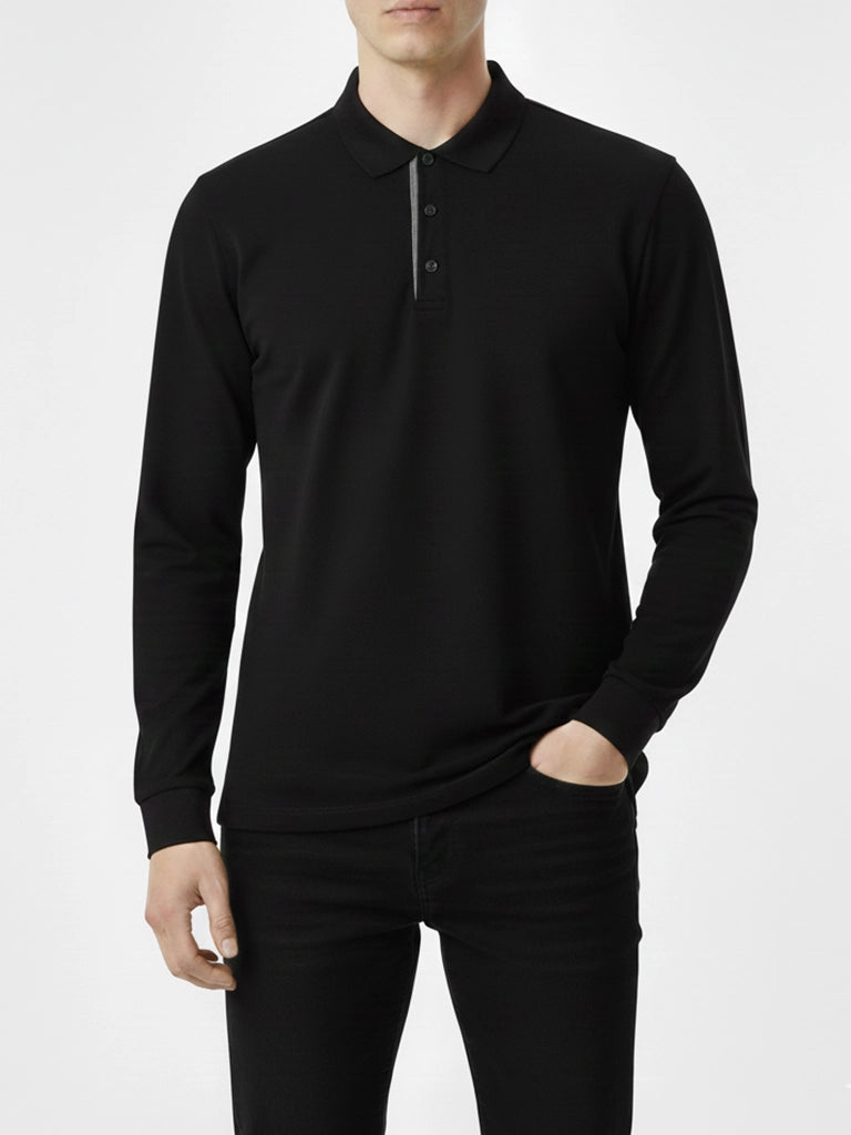 Black Full Sleeves Polo T-Shirt
