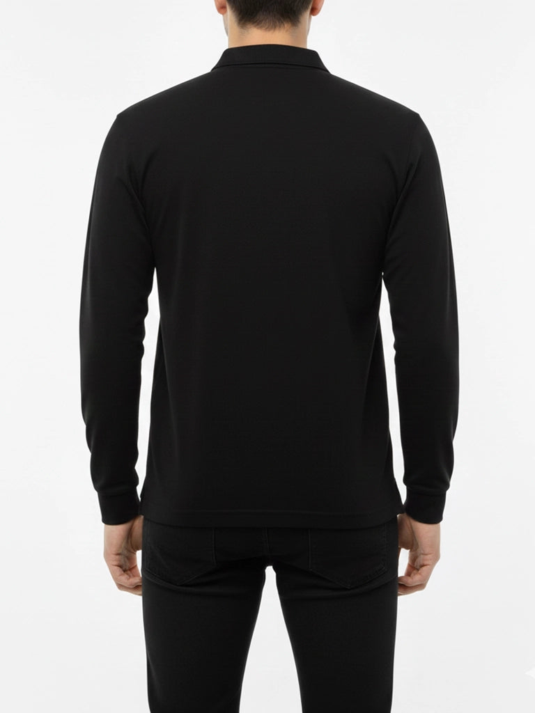 Black Full Sleeves Polo T-Shirt