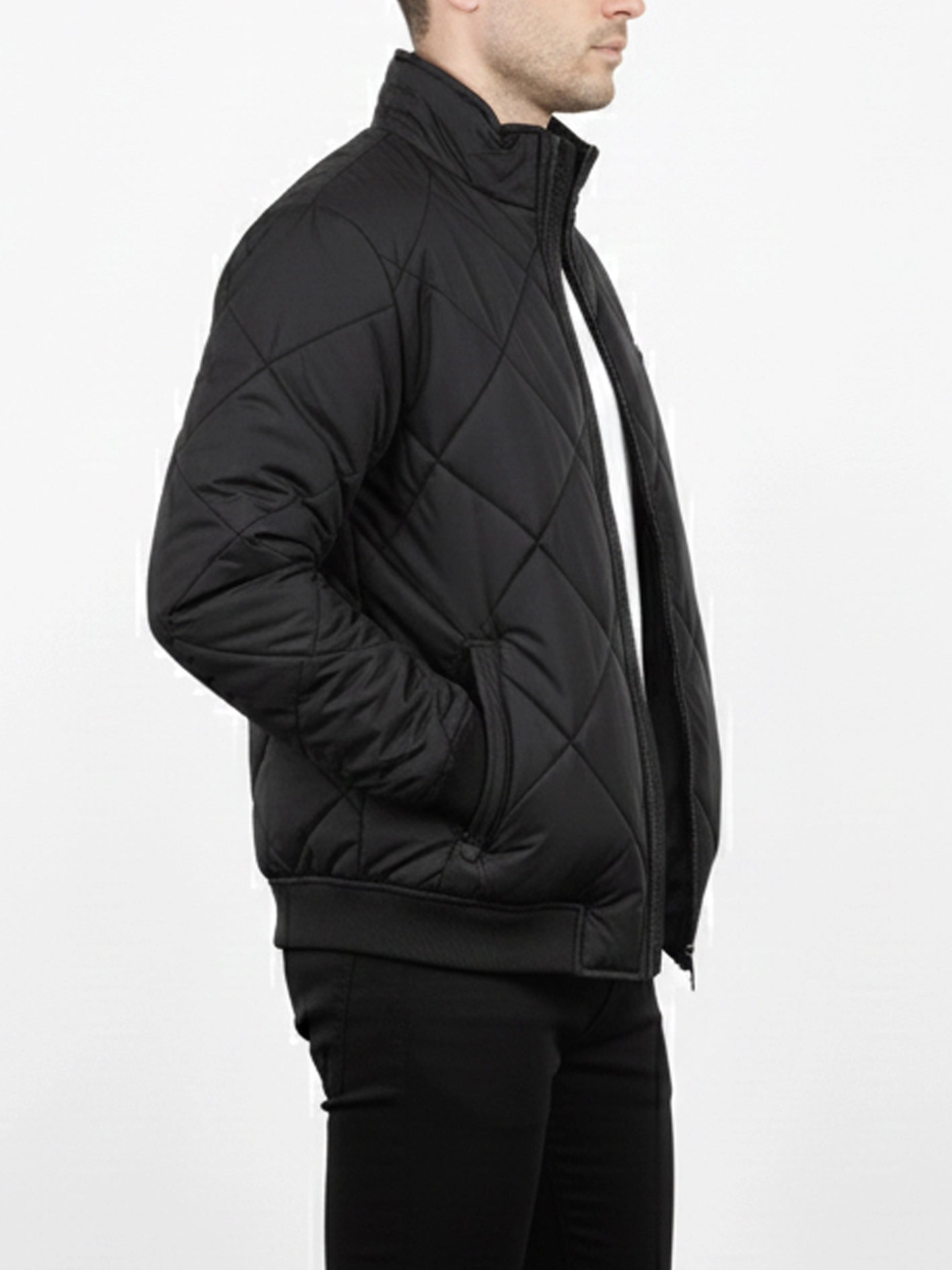 Diamond Quilted Puffer Jacket Black