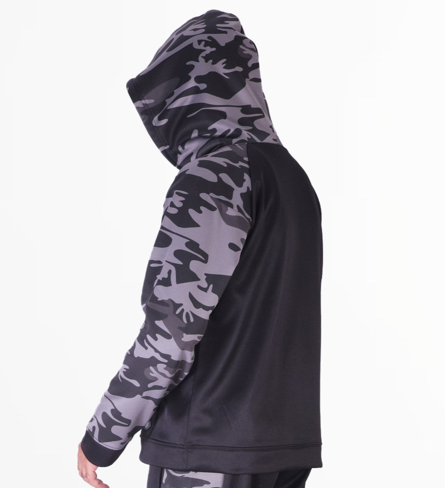 Black & Camo Grey Raglan Hoodie