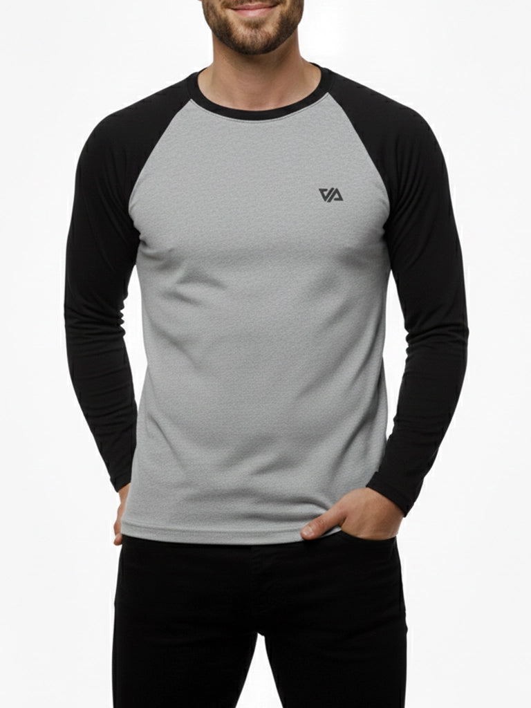 HTR-Grey & Black Raglan