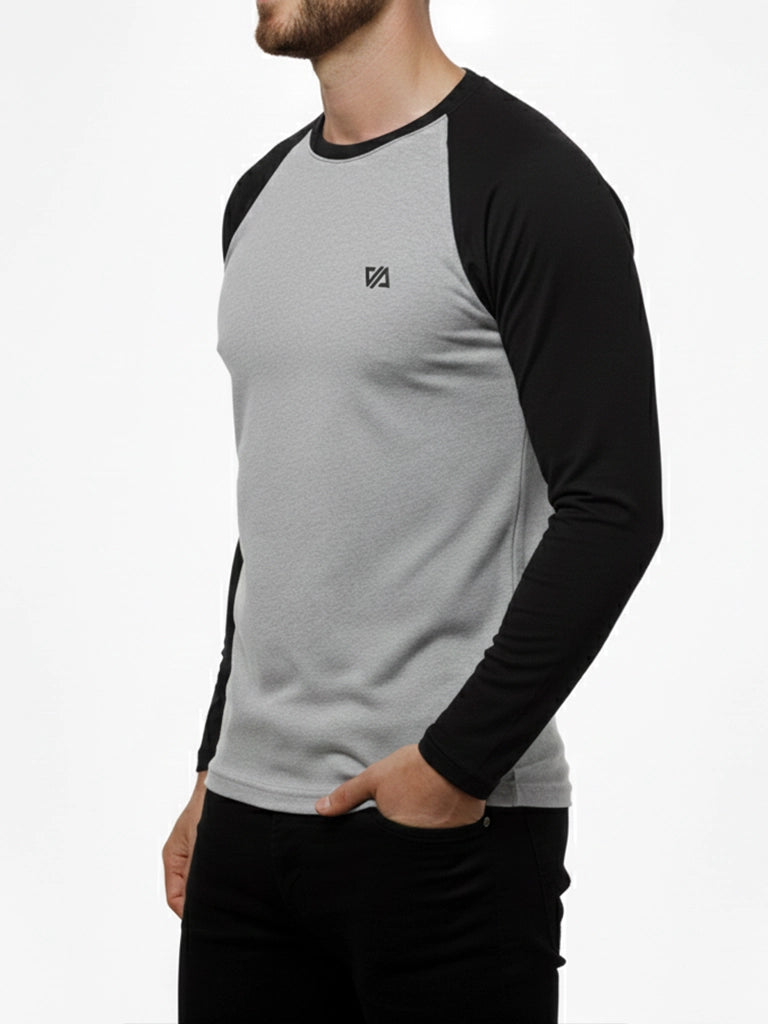 HTR-Grey & Black Raglan