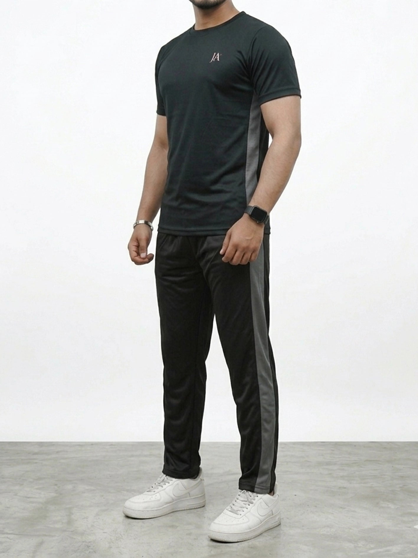 Black DRI-FIT Tshirt & Trouser Tracksuit
