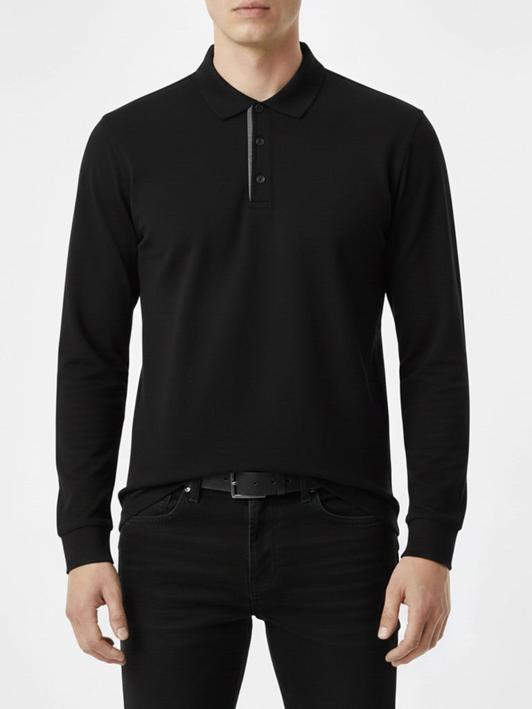 Black Full Sleeves Polo T-Shirt