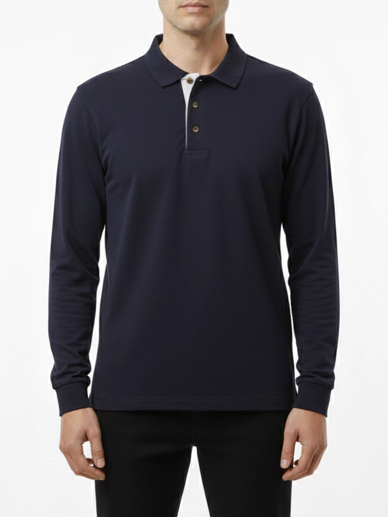 Navy Full Sleeves Polo T-Shirt