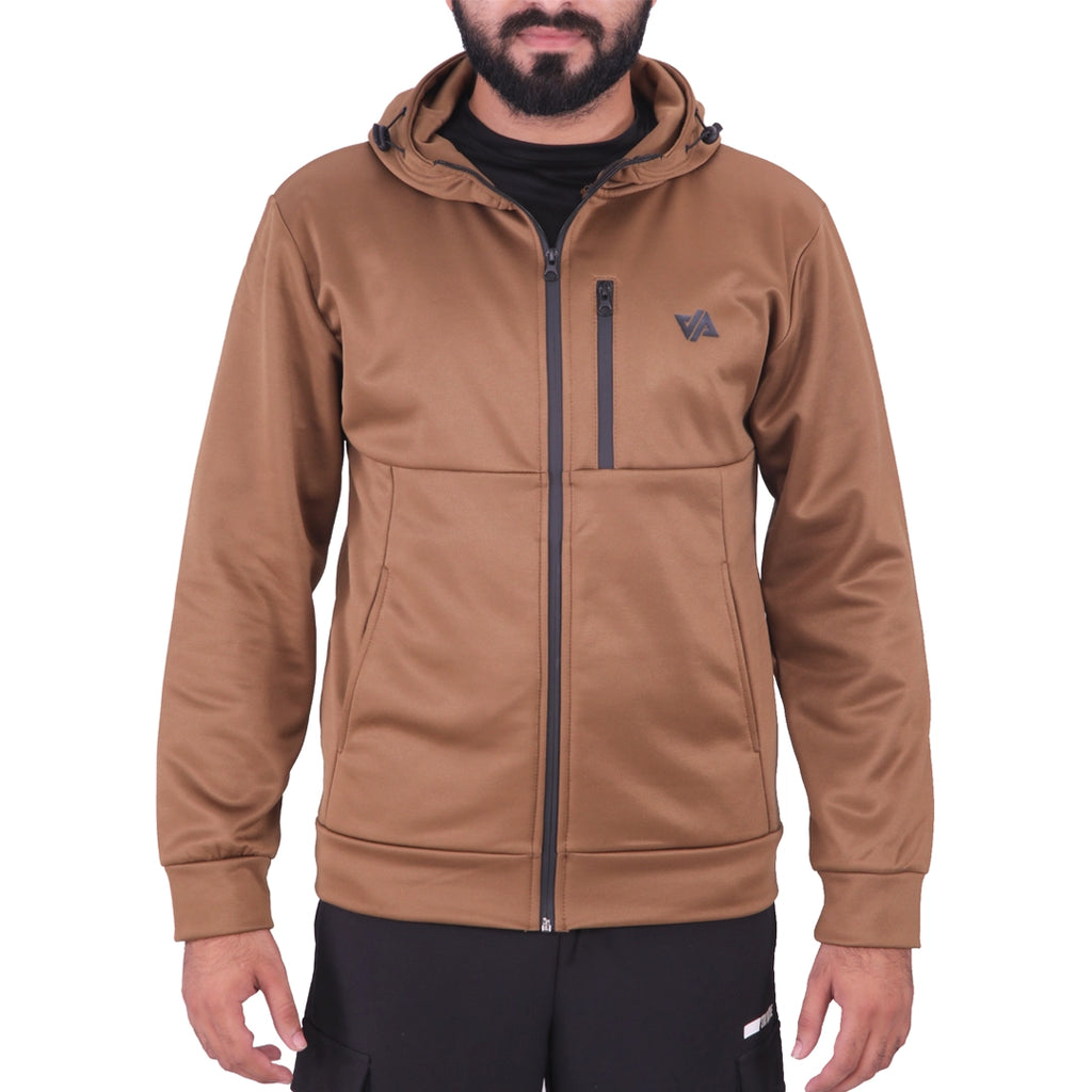 Bronze Poly Fleece Zipper Pocket Hoodie