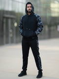 Black & Camo Grey Raglan Tracksuit - Hoodie & Trouser Set