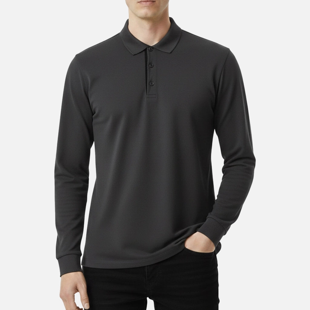 Gray Full Sleeves Polo T-Shirt