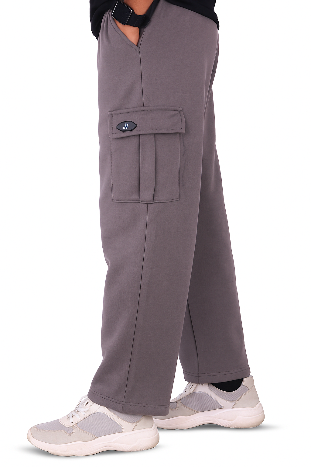 Cargo Cotton Fleece Trouser - Grey