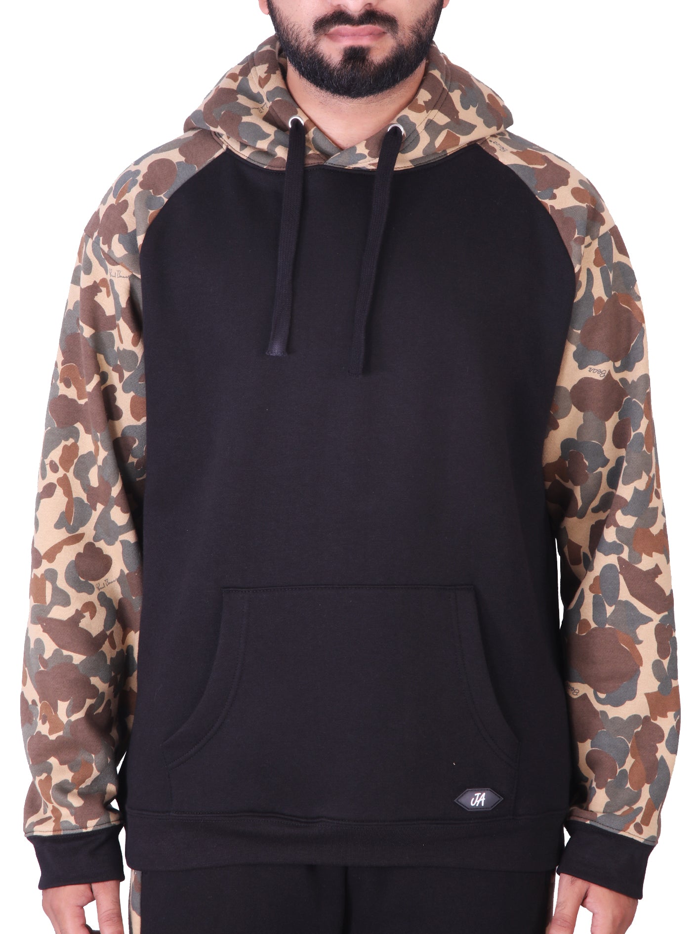 Black & Camo Fleece Raglan Hoodie