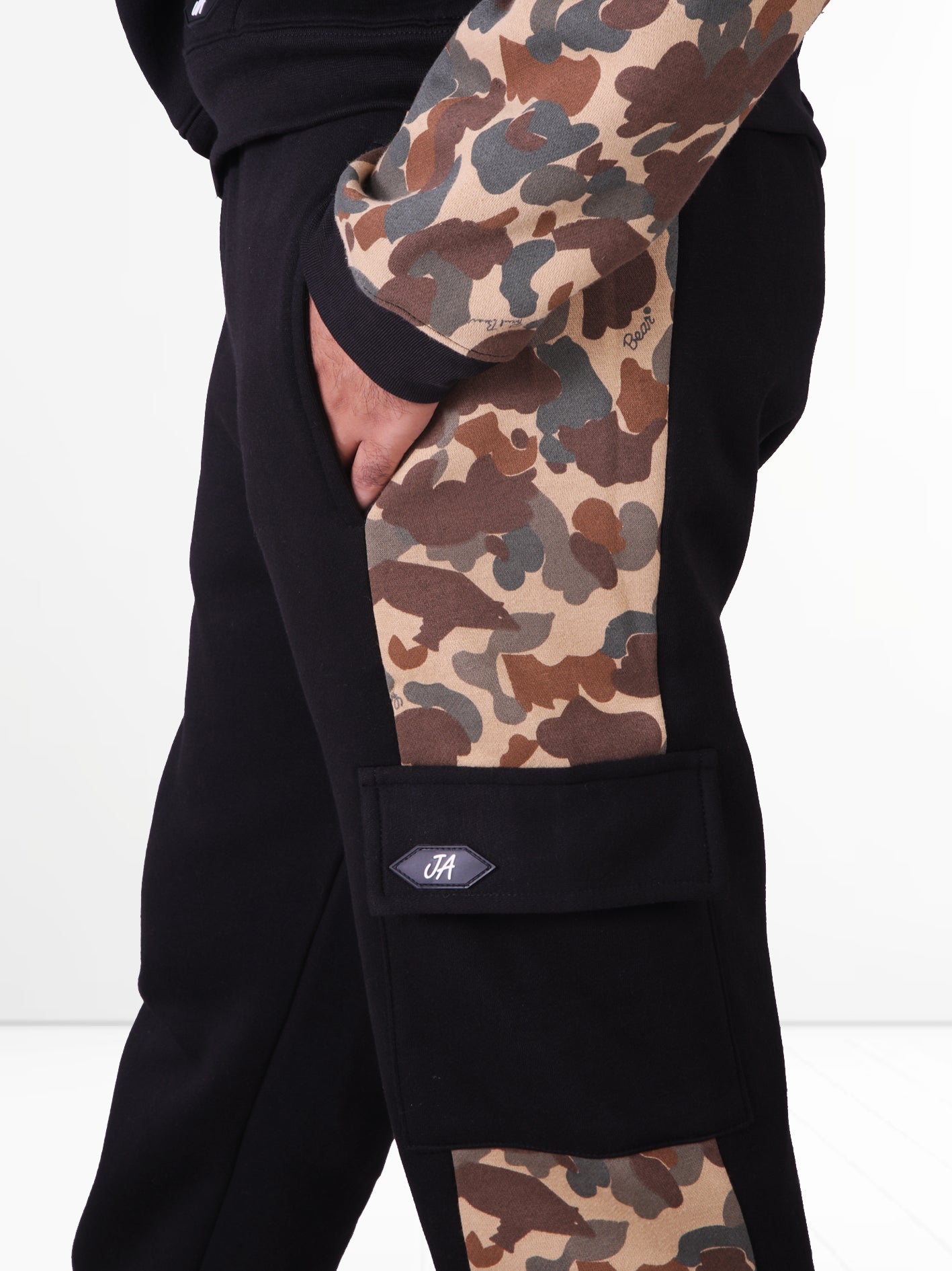 Cotton Fleece Cargo Camo Trouser