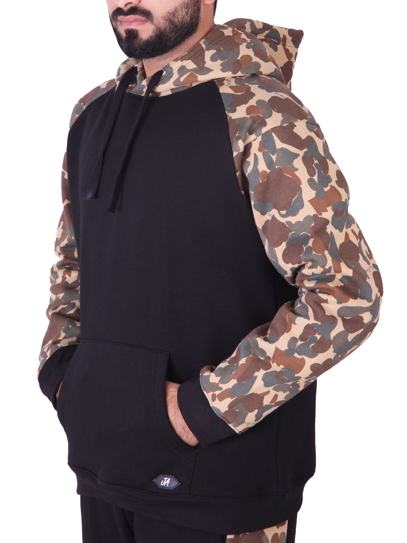 Black & Camo Fleece Raglan Hoodie