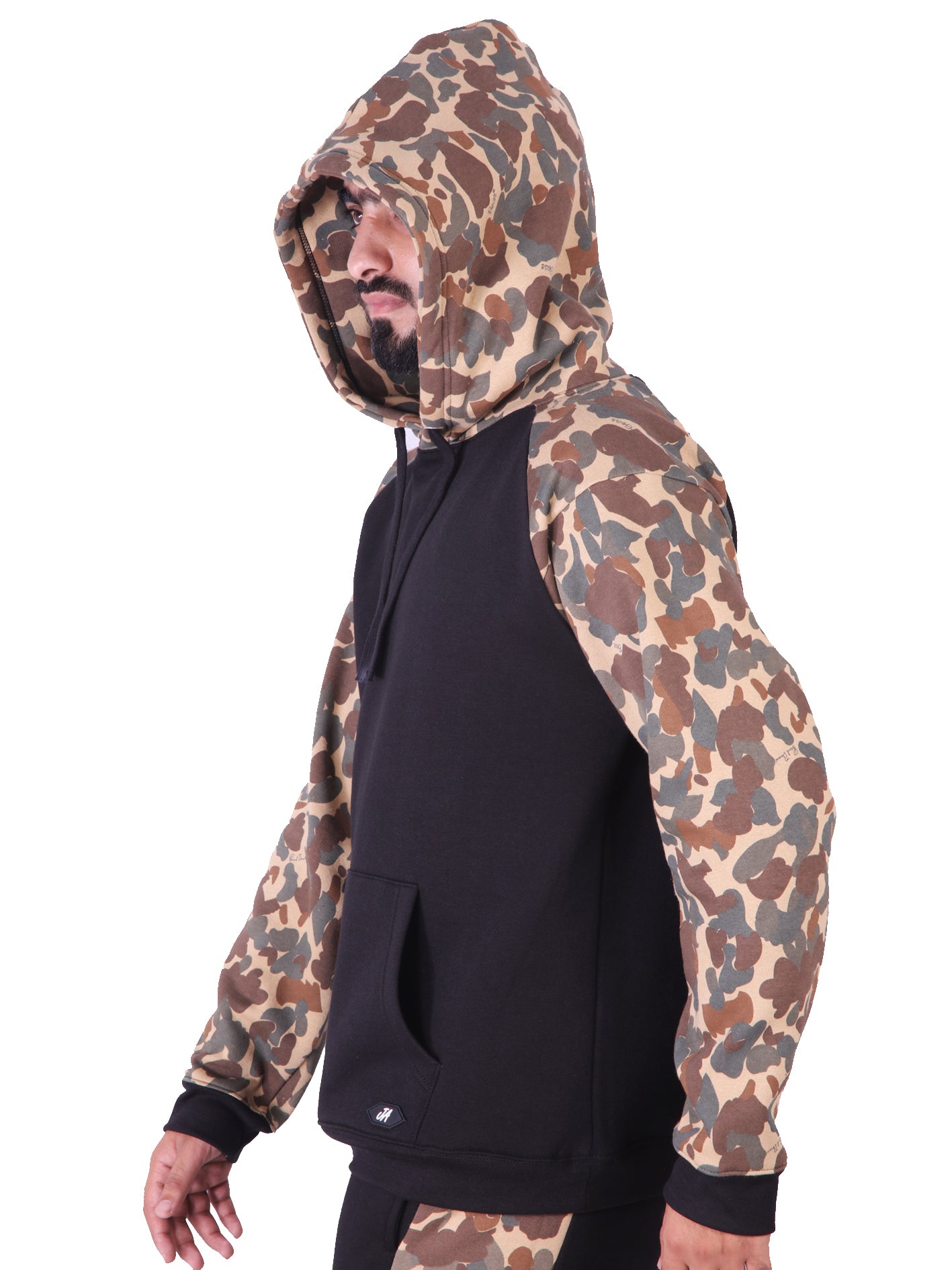 Black & Camo Fleece Raglan Hoodie