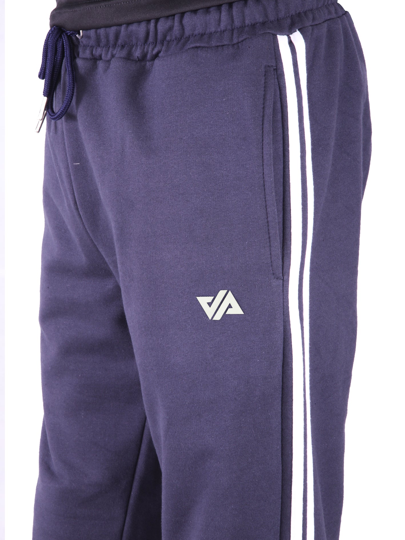 Cotton Fleece Trouser with Side Stripes - Navy