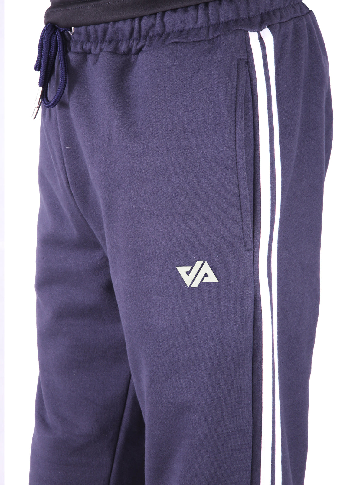 Cotton Fleece Trouser with Side Stripes - Navy