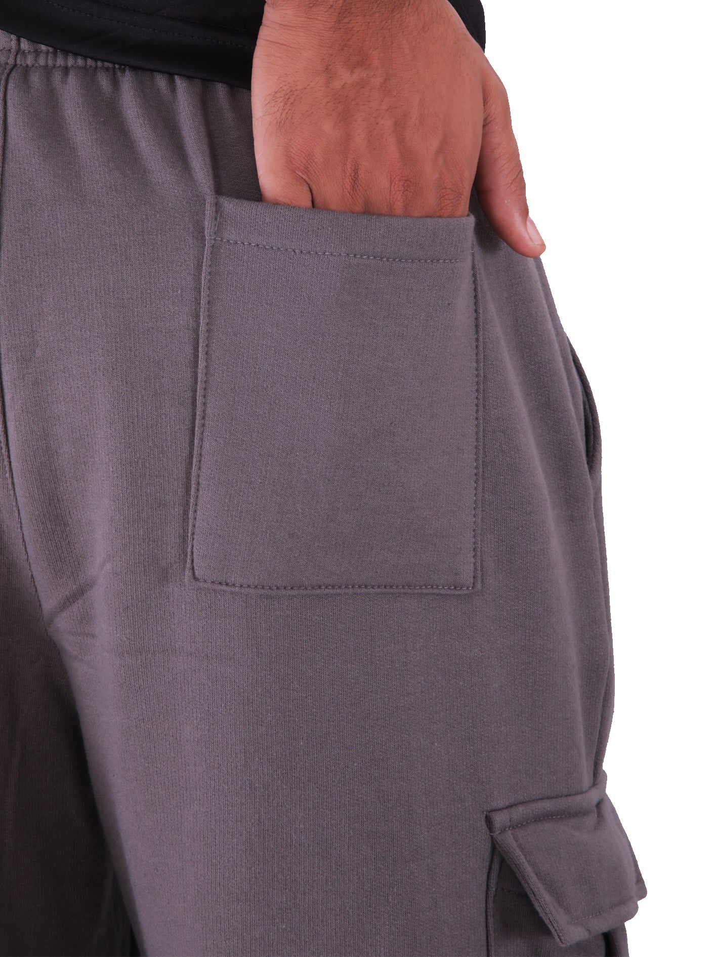 Cargo Cotton Fleece Trouser - Grey
