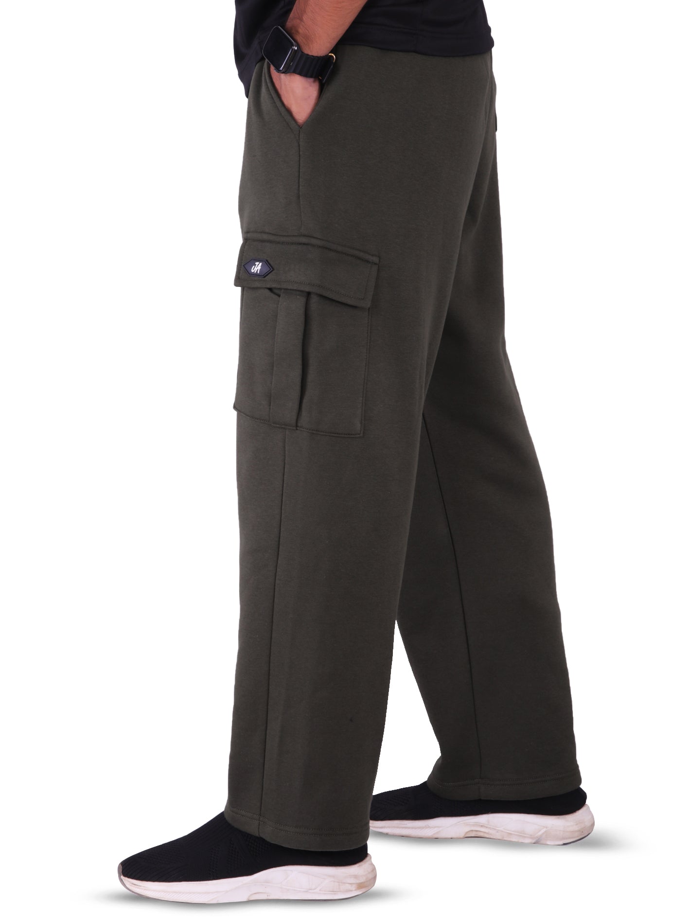 Cargo Cotton Fleece Trouser - Olive