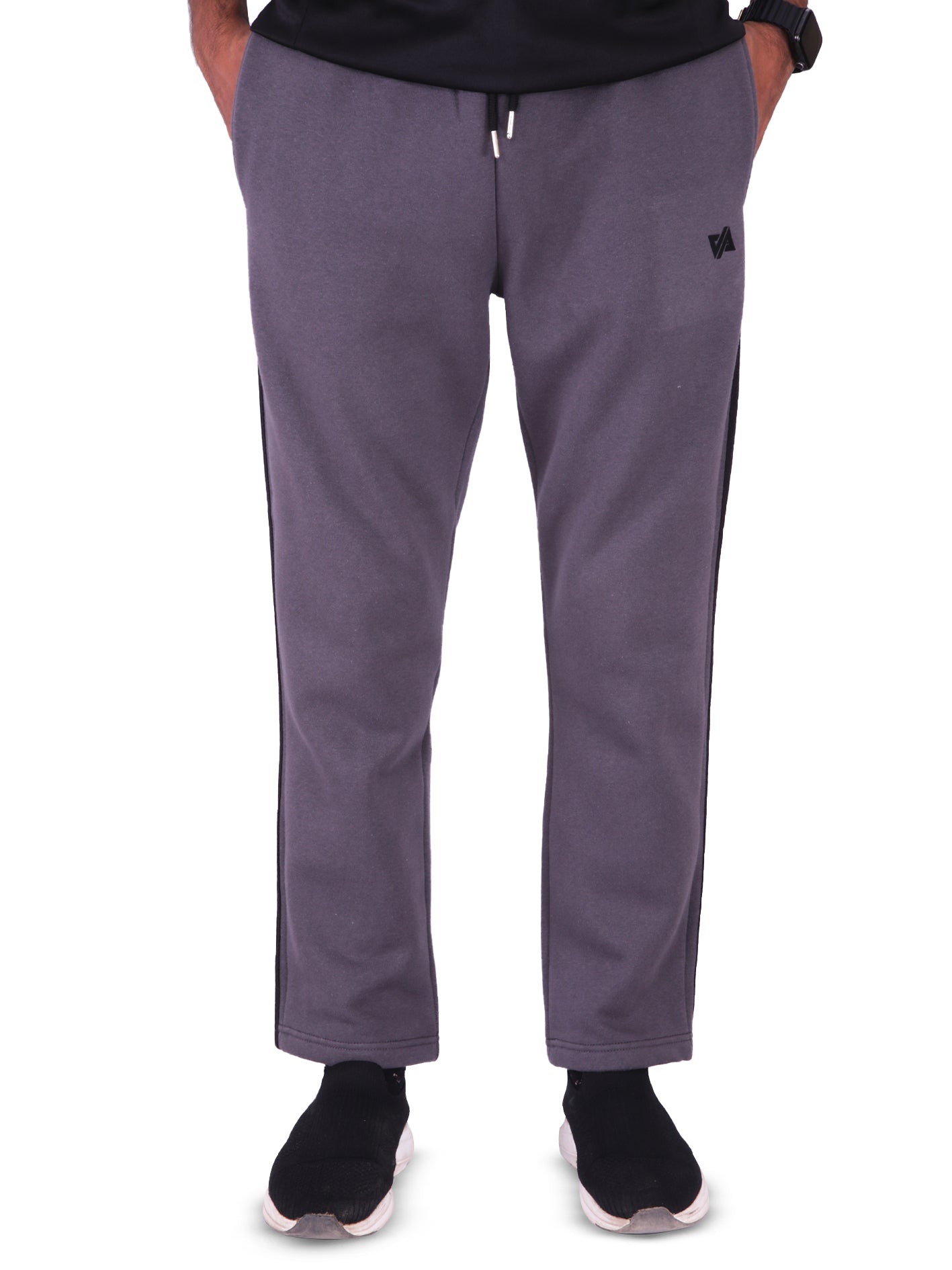 Cotton Fleece Trouser with Side Stripes - Grey