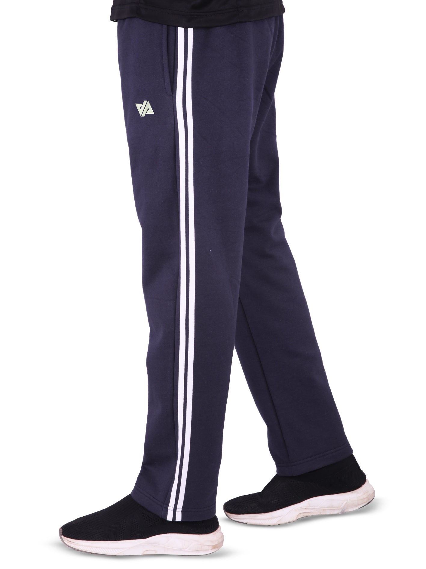 Cotton Fleece Trouser with Side Stripes - Navy