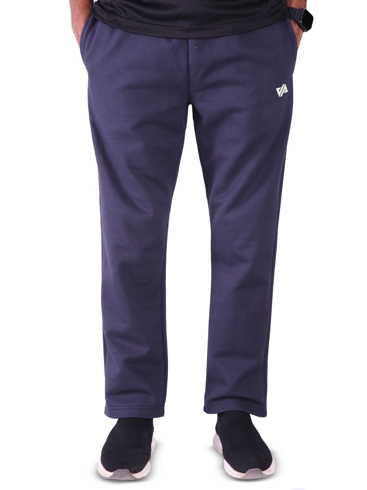 Cotton Fleece Trouser with Side Stripes - Navy