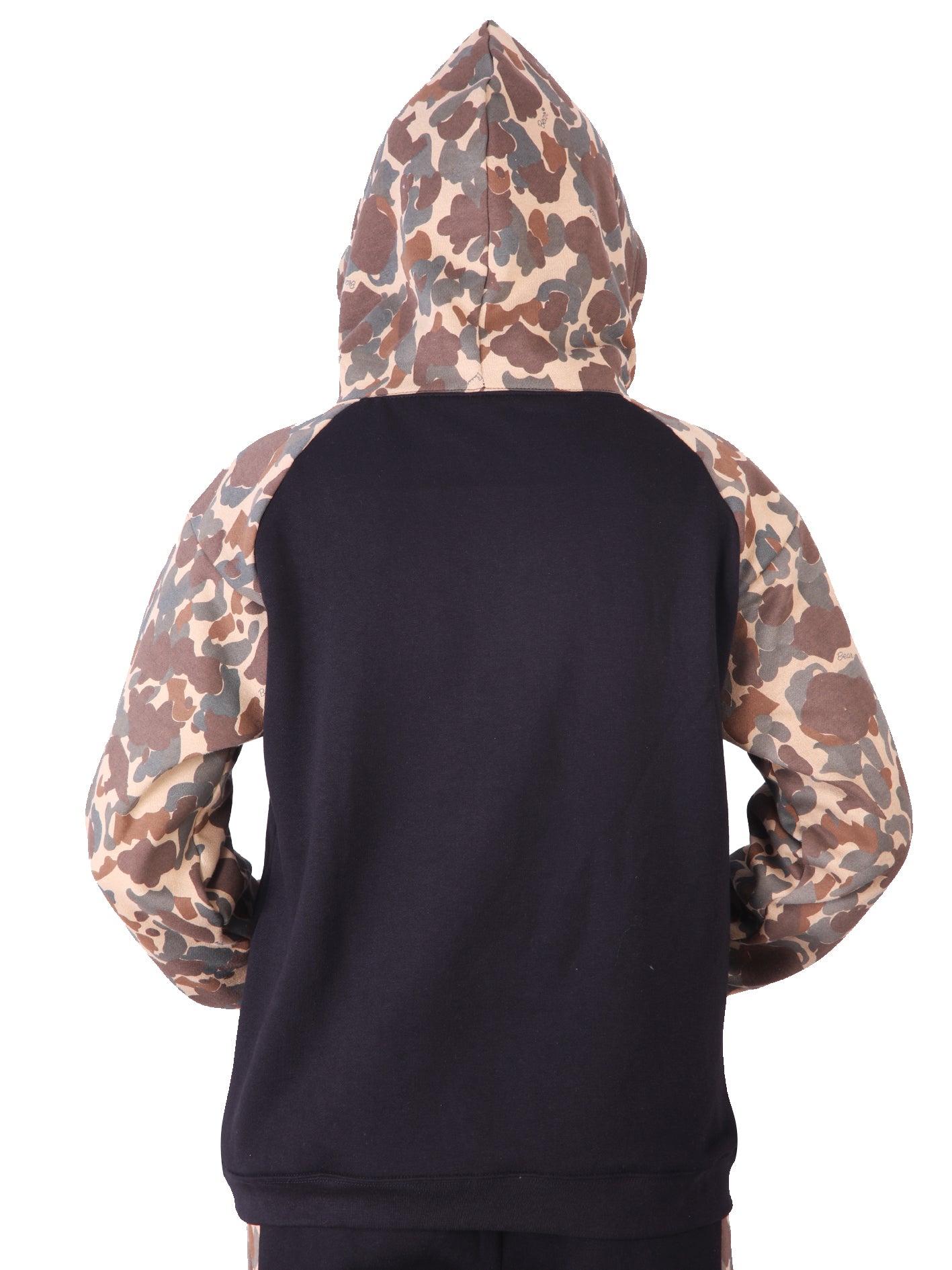 Black & Camo Fleece Raglan Hoodie