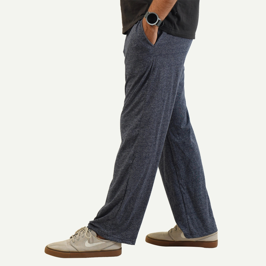 Melange Navy Relax Fit Cotton Trouser